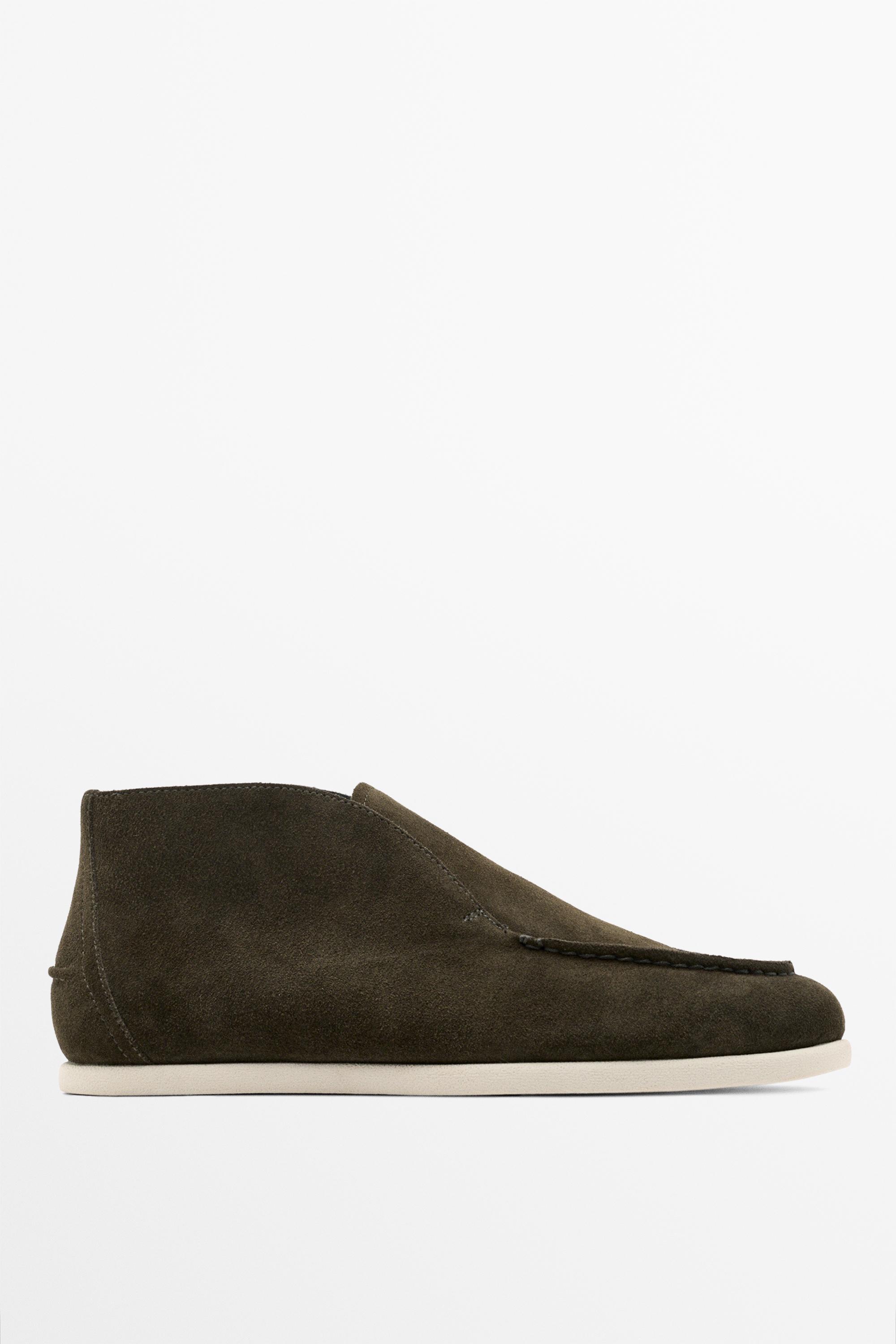 Split suede leather ankle loafer