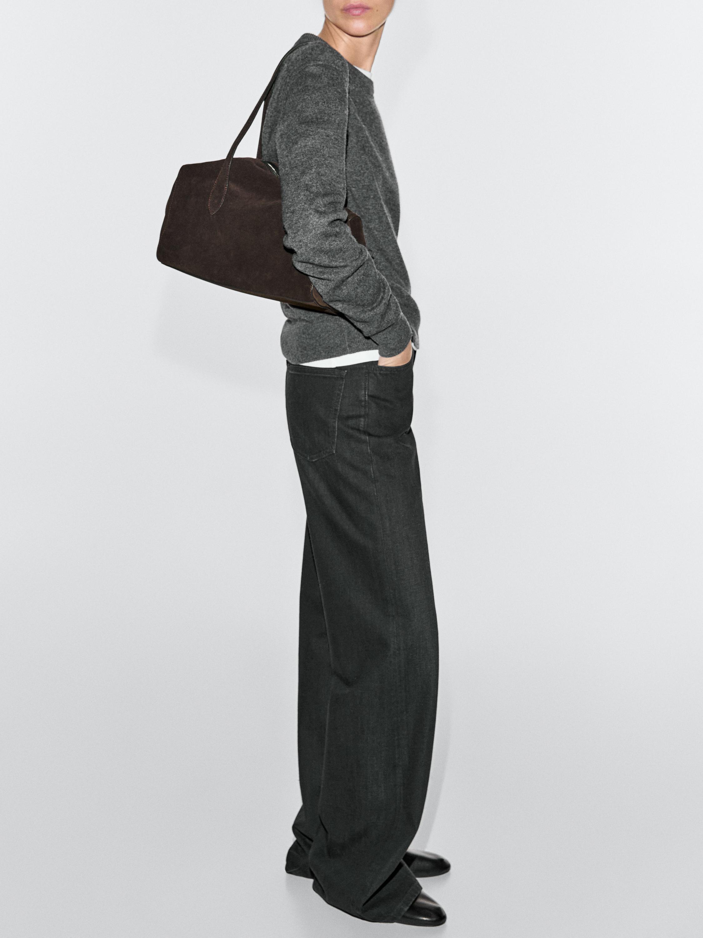 Split leather west satchel bag