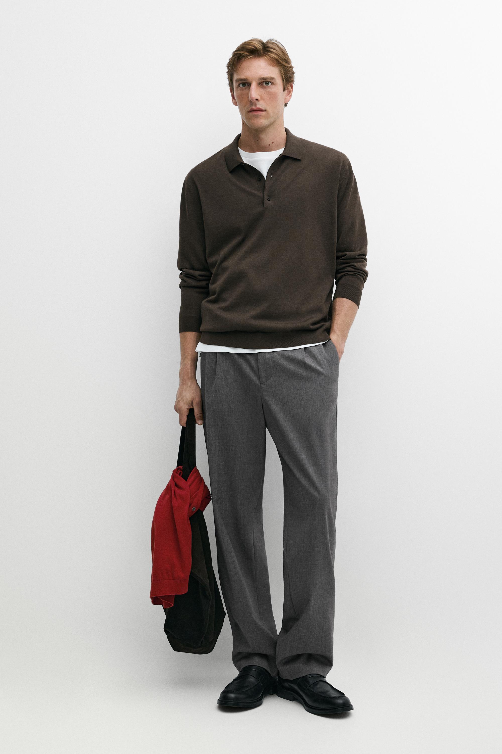 100% merino wool knit polo sweater
