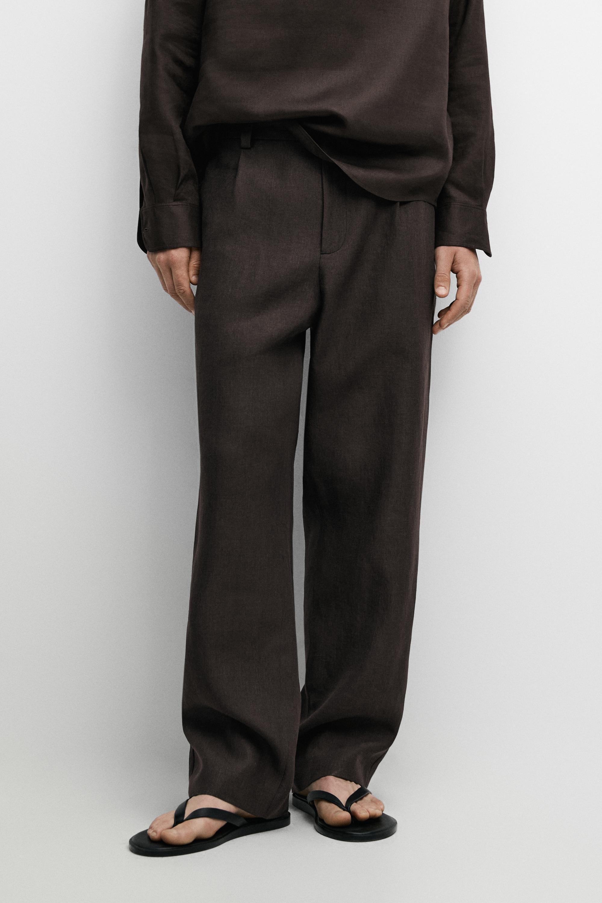 100% linen houndstooth pants