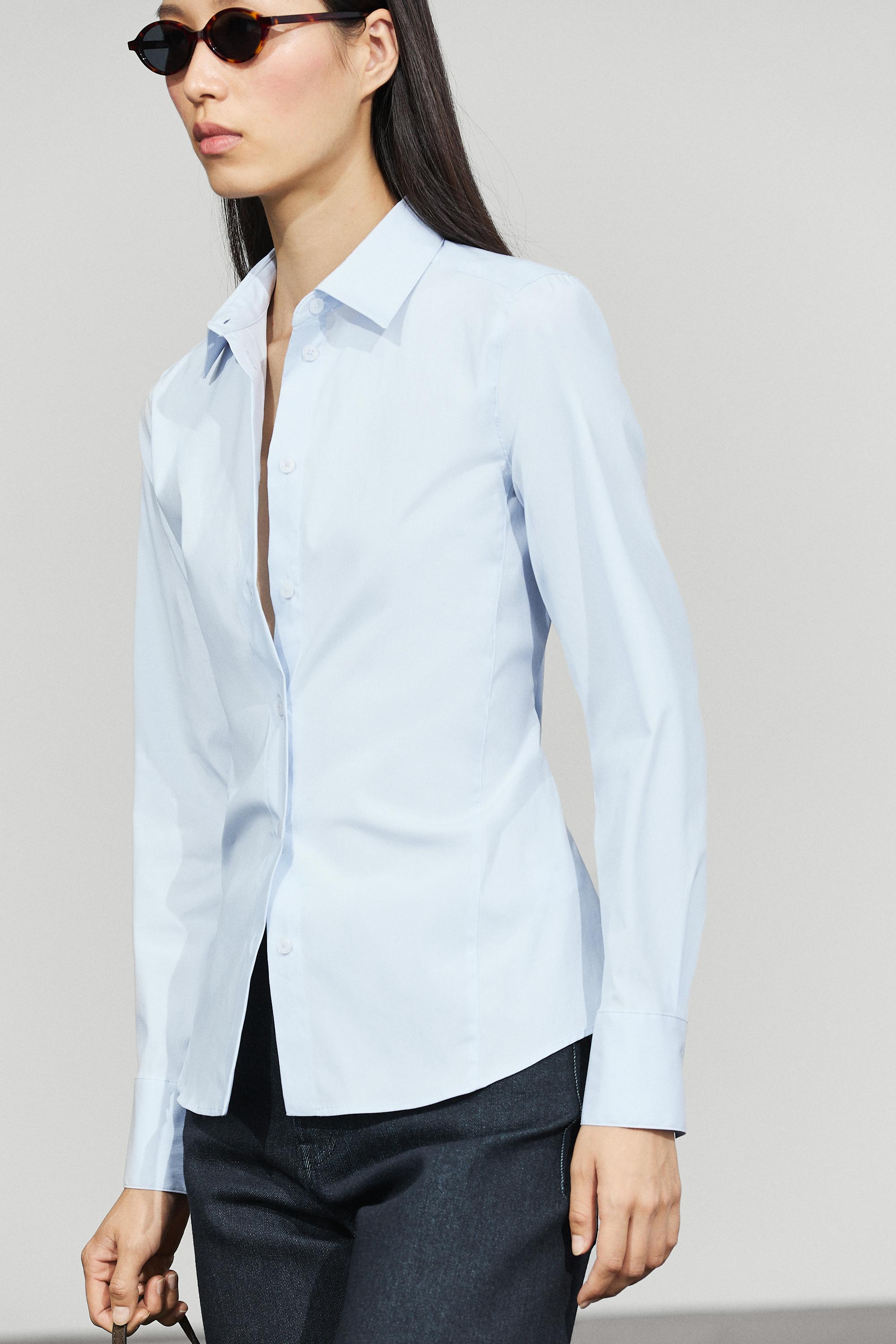 Cotton blend poplin shirt