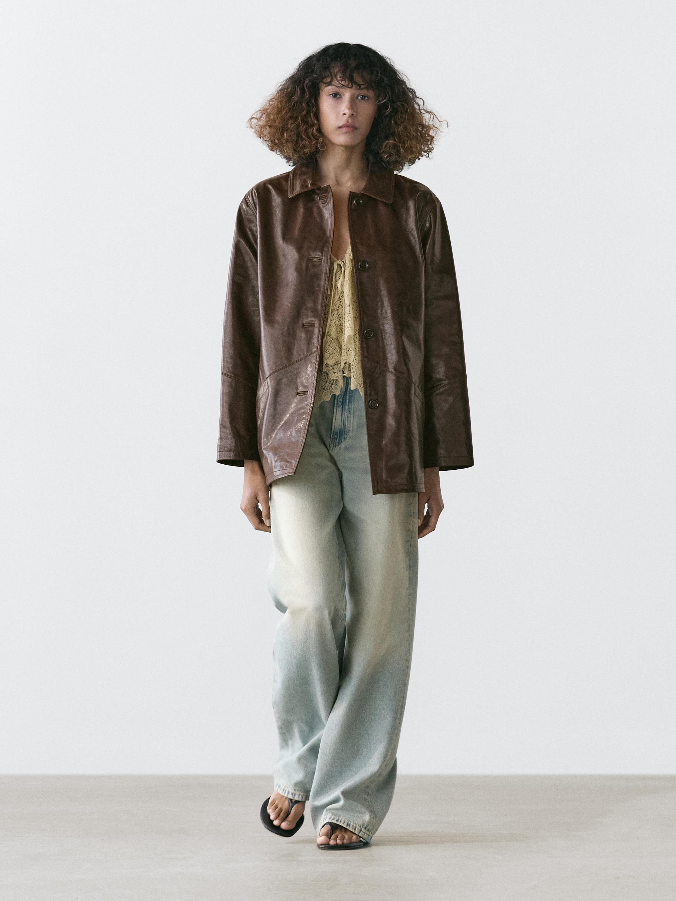 Nappa leather jacket with pockets