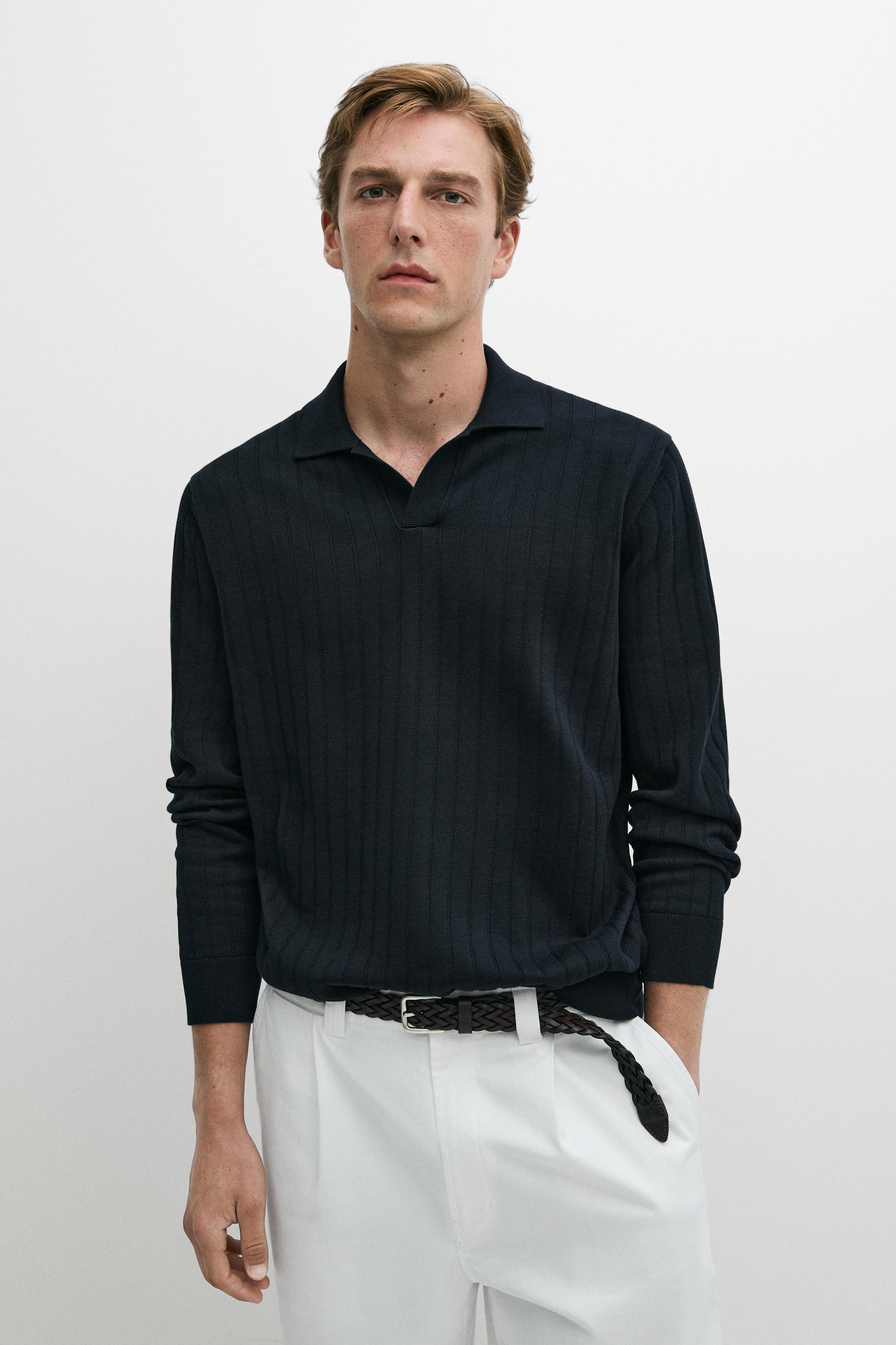 100% Cotton Knit Polo Sweater