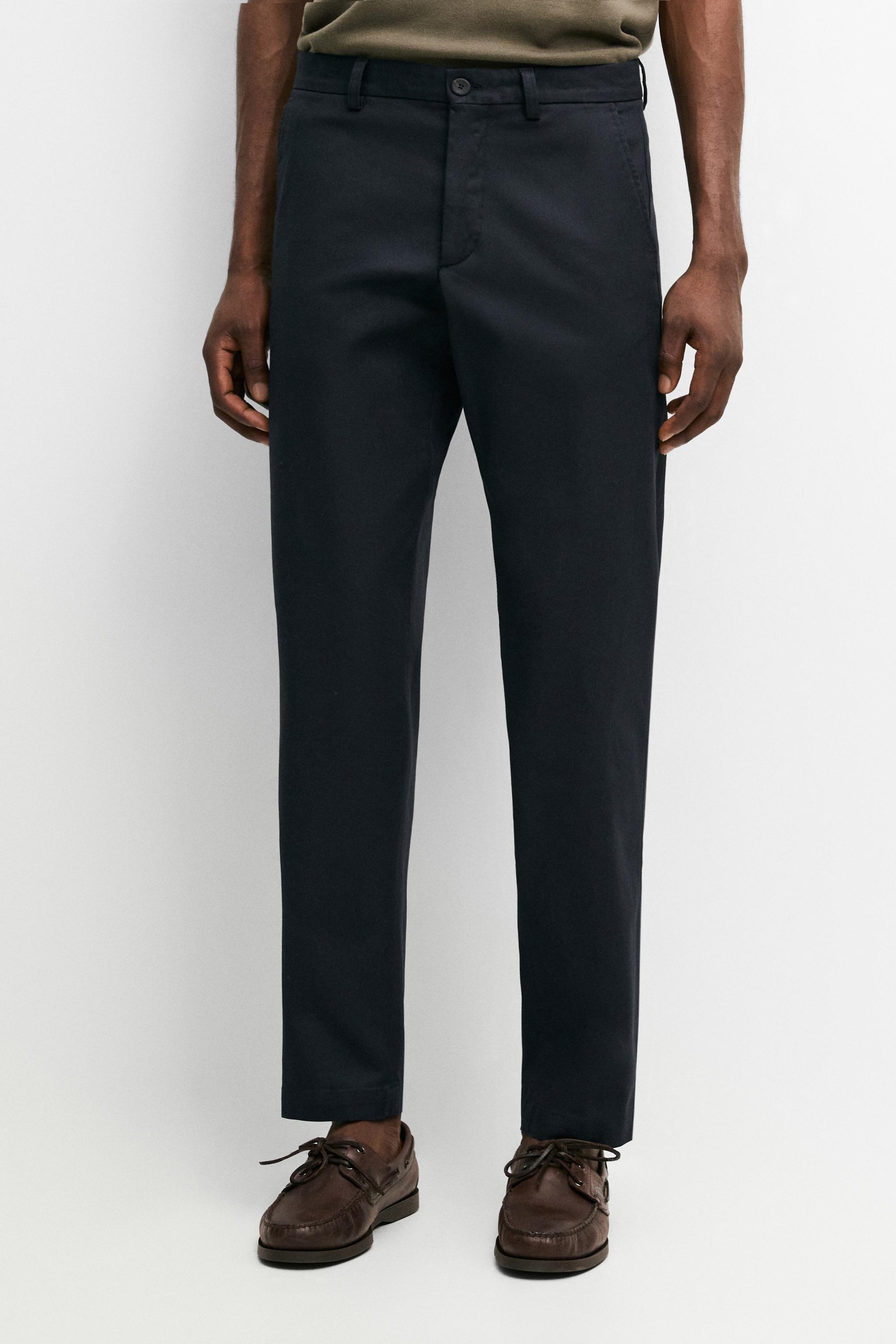 Cotton blend slim fit pants