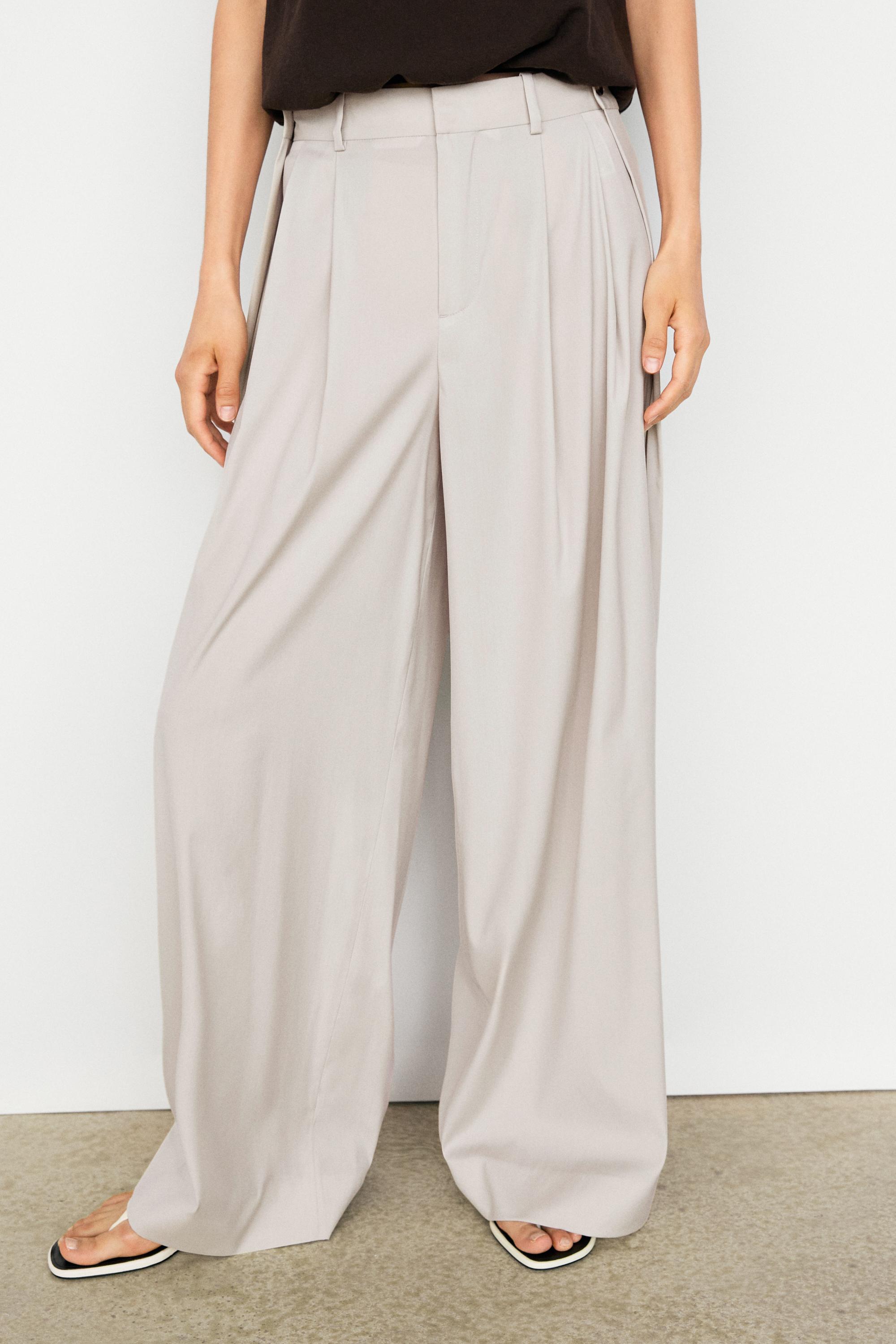 Wool blend darted pants with button detail