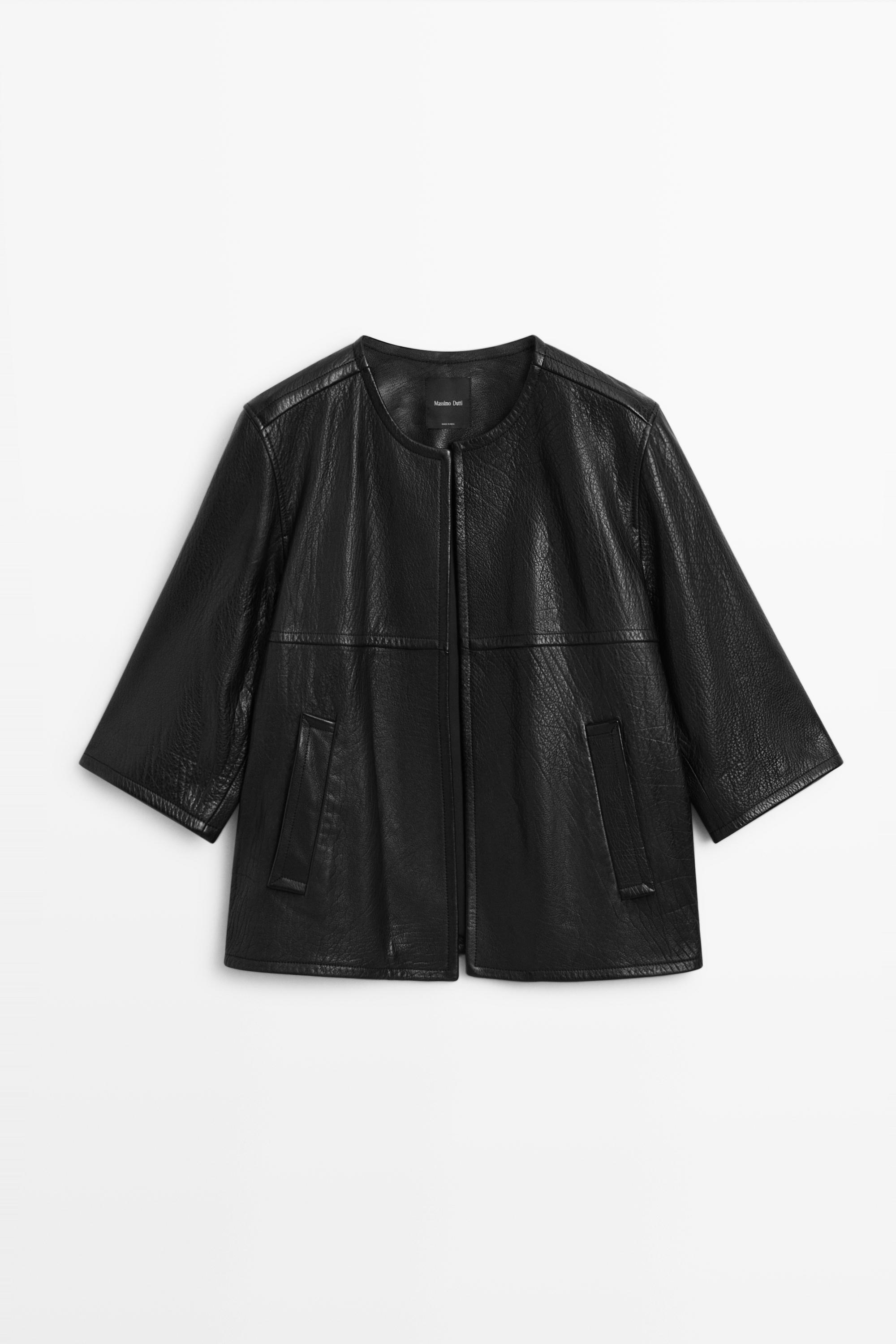 Cropped nappa leather jacket