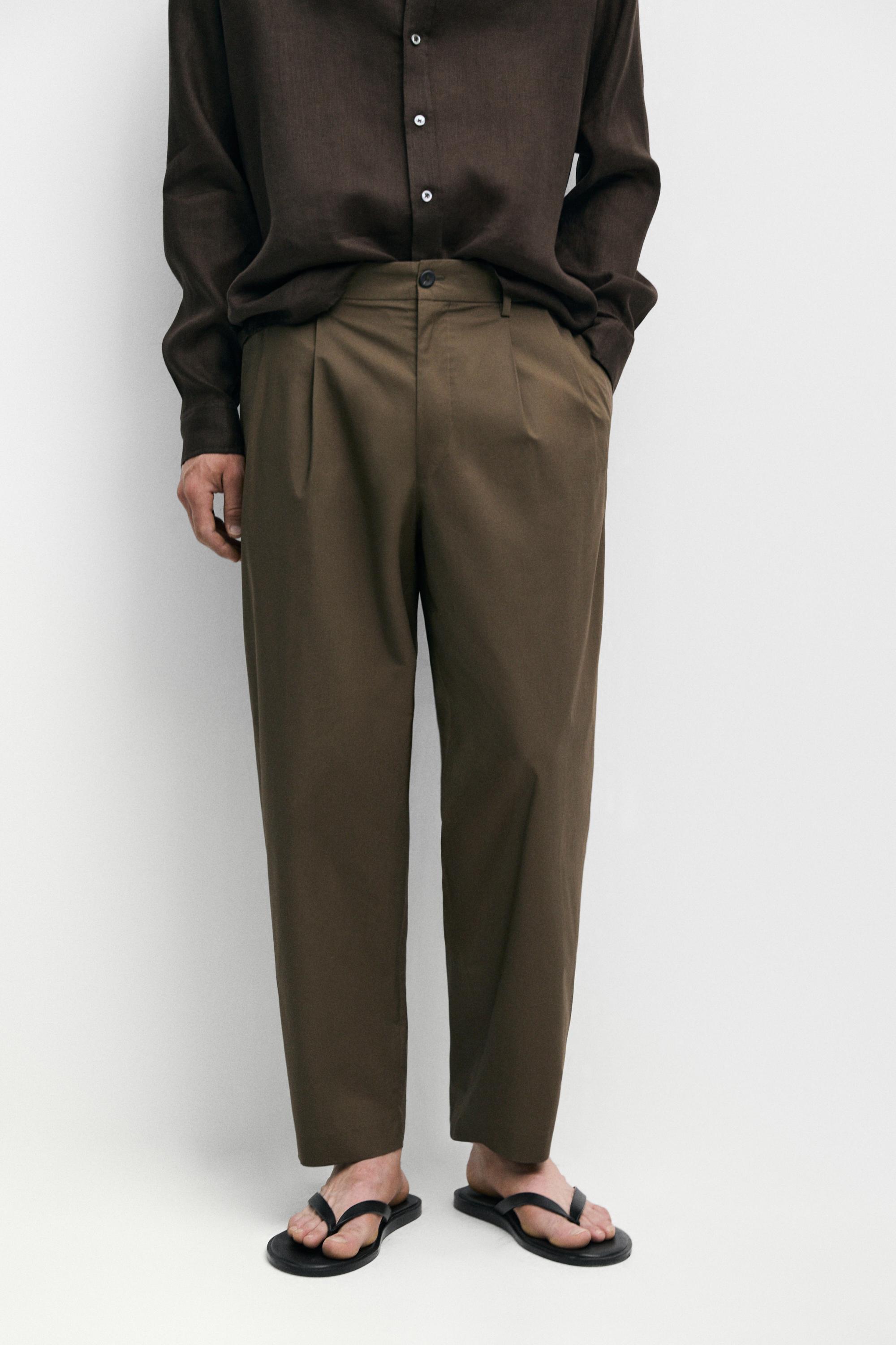 Cotton trousers with double darts
