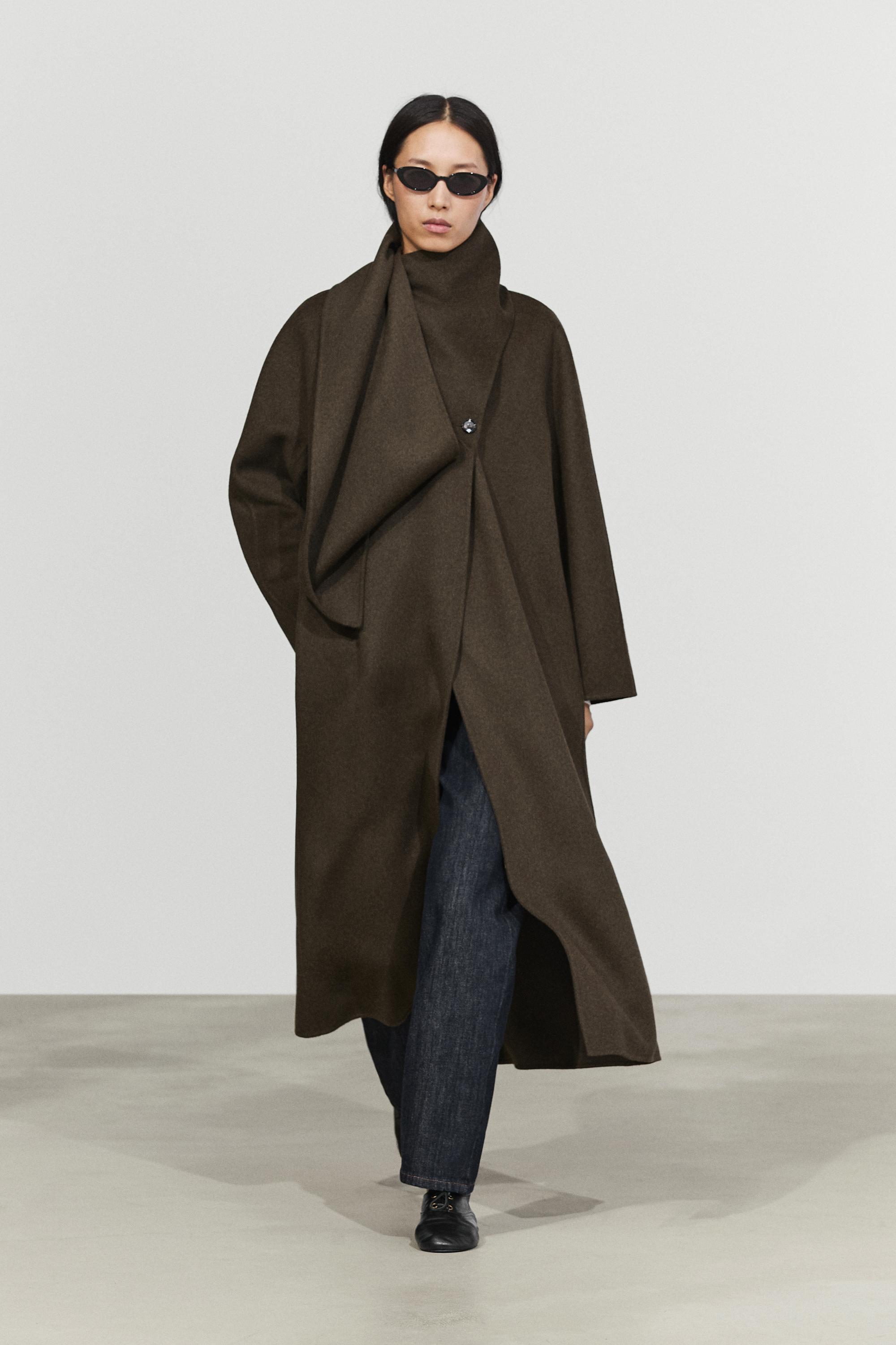 Long coat with scarf detail