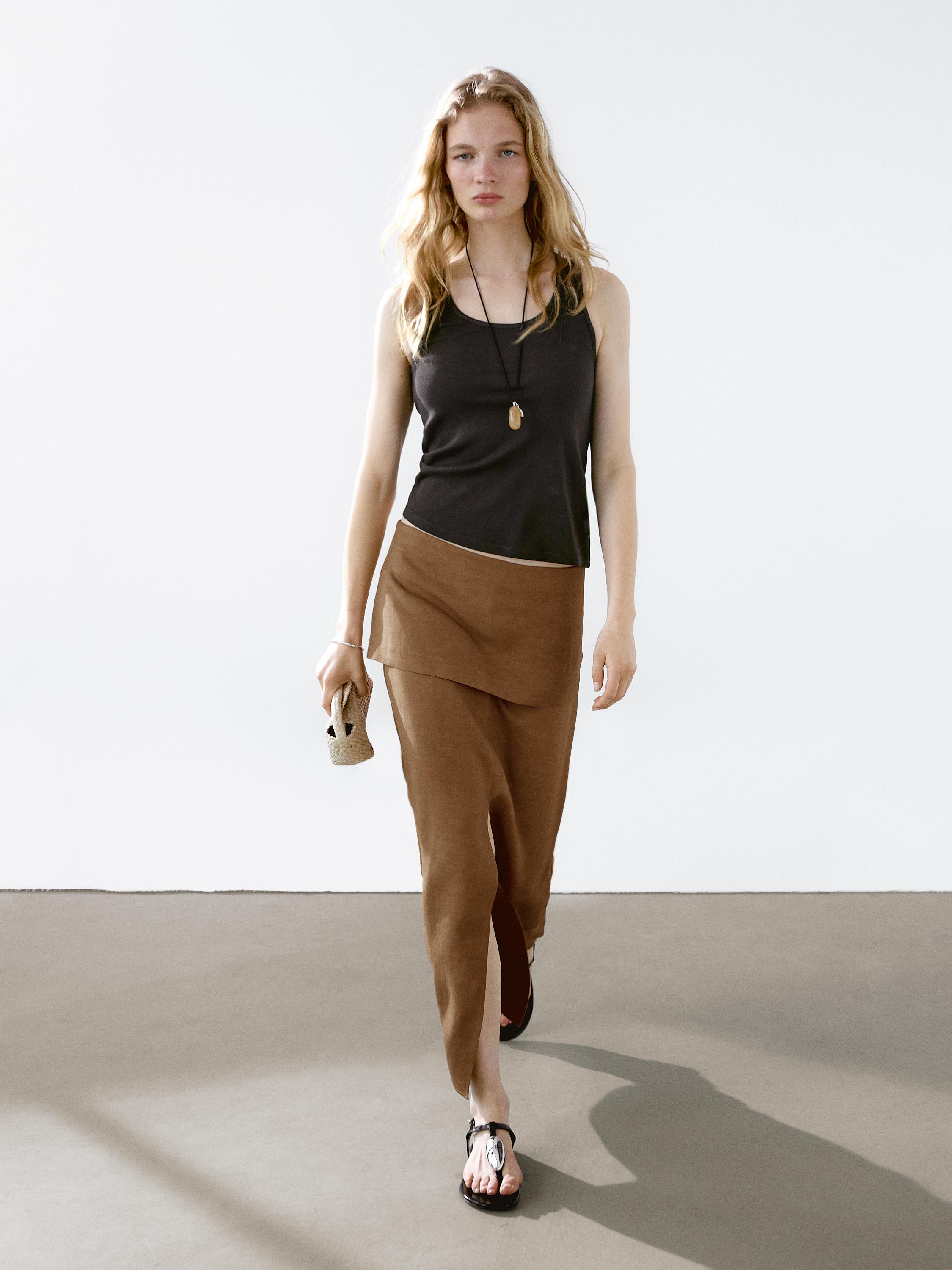 Midi flowing skirt with corset belt detail
