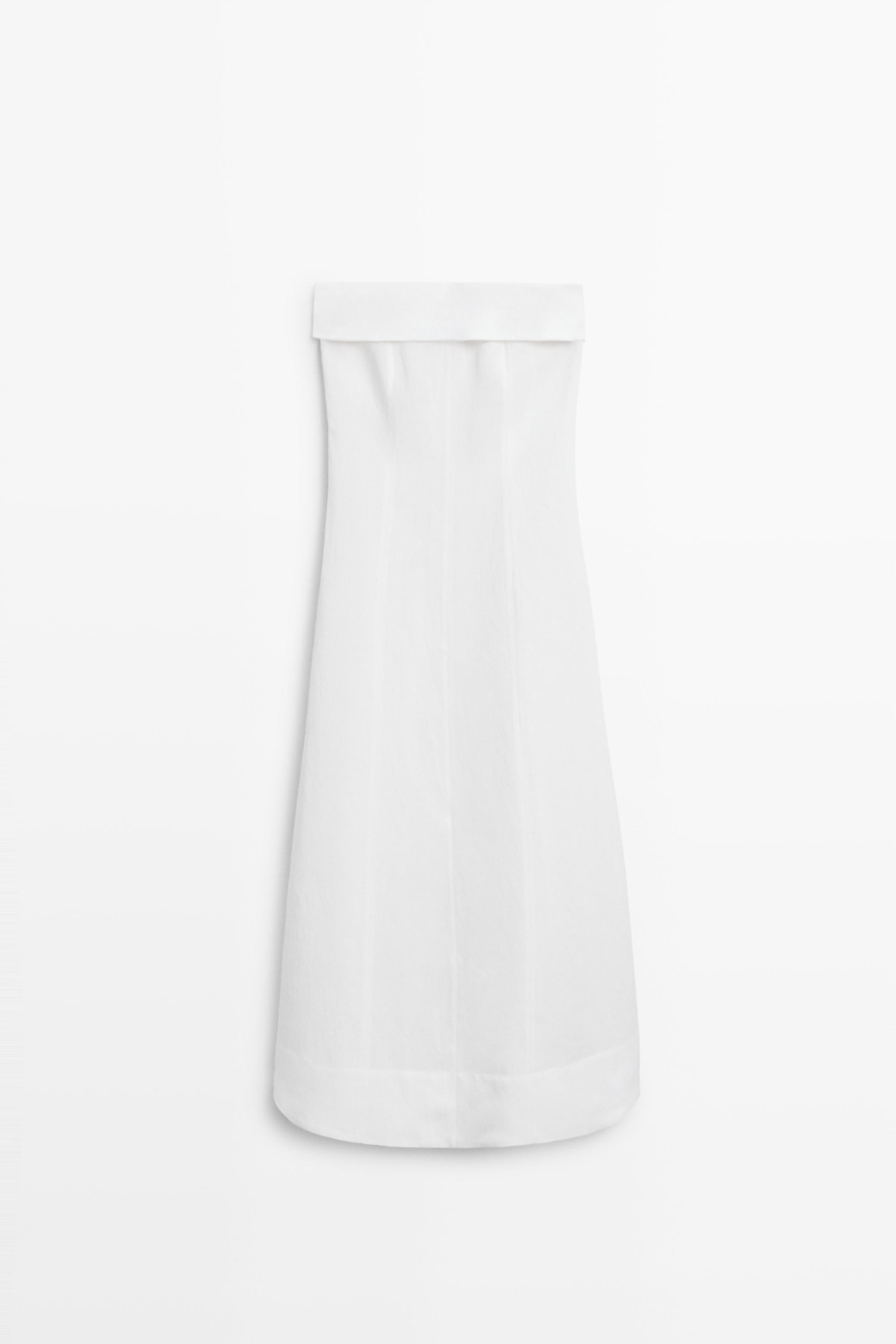 Linen strapless midi dress