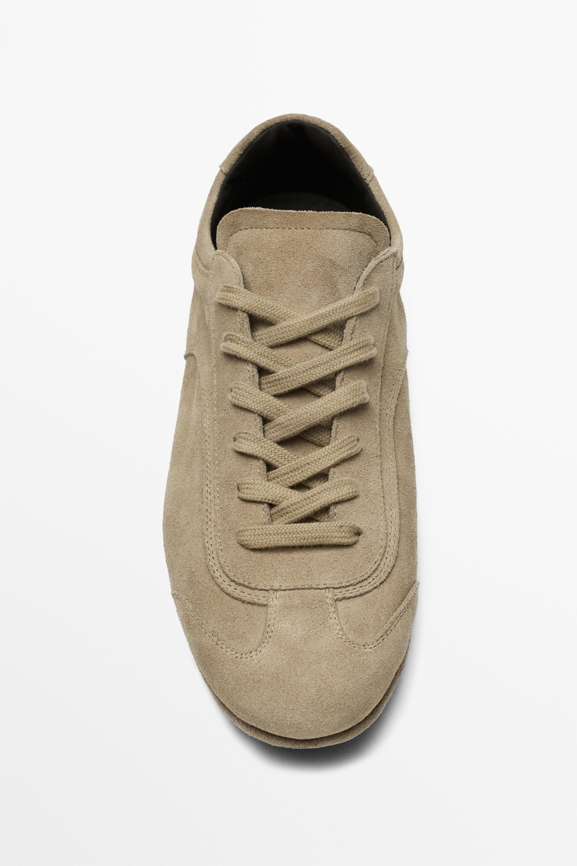 Split suede leather trainers
