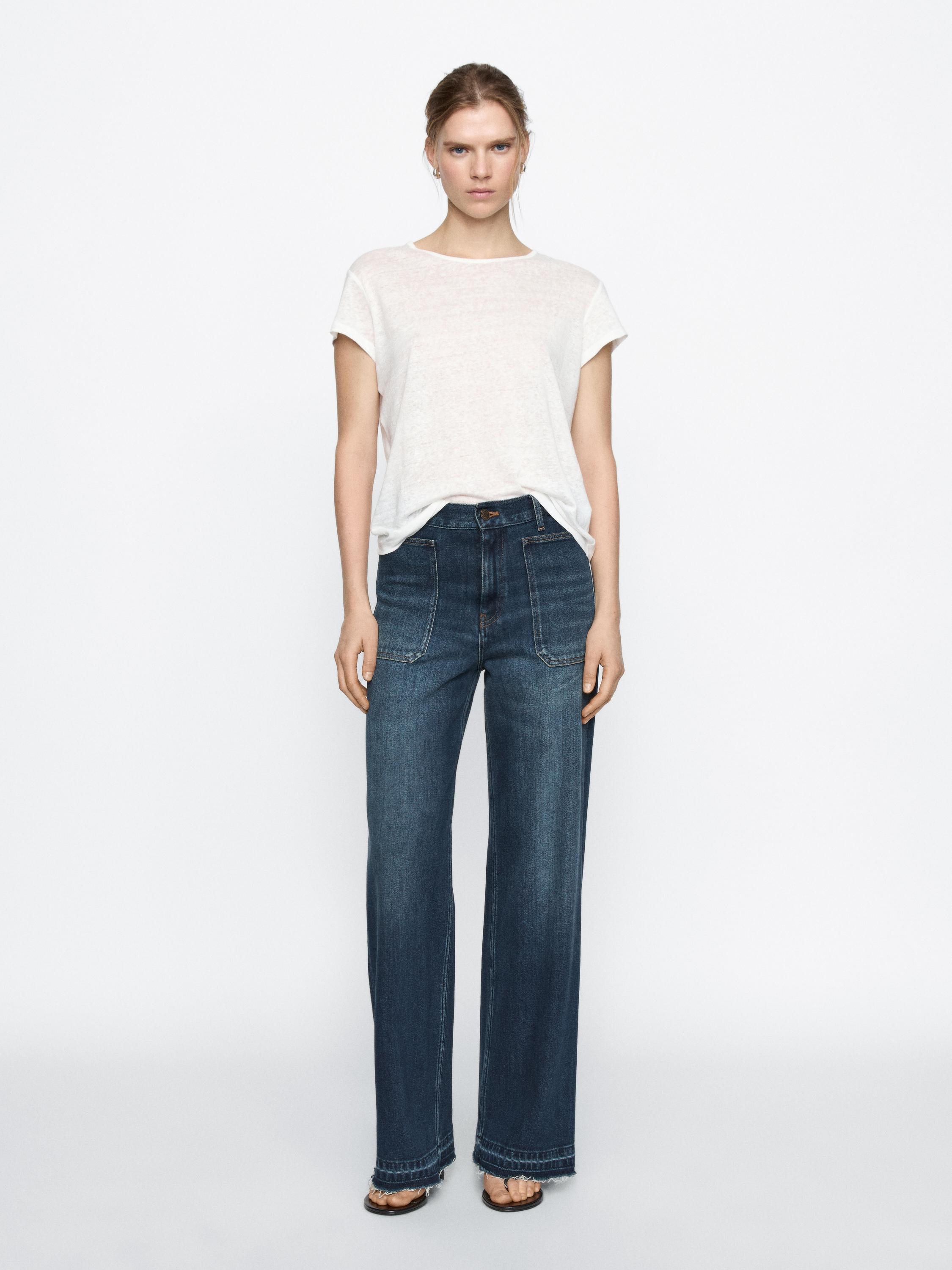 Straight-leg high-waist jeans