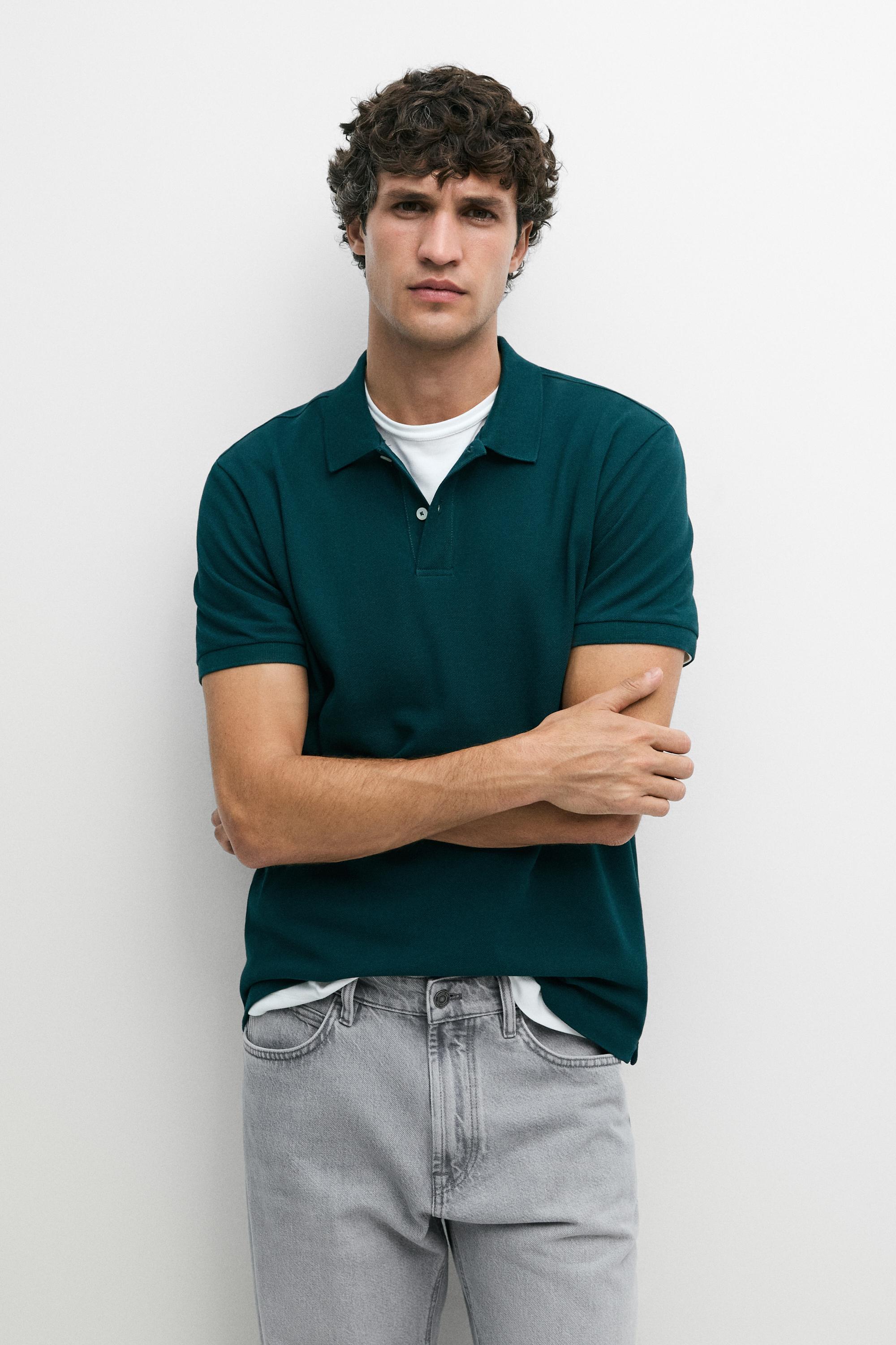 Micro-textured cotton piqué polo shirt