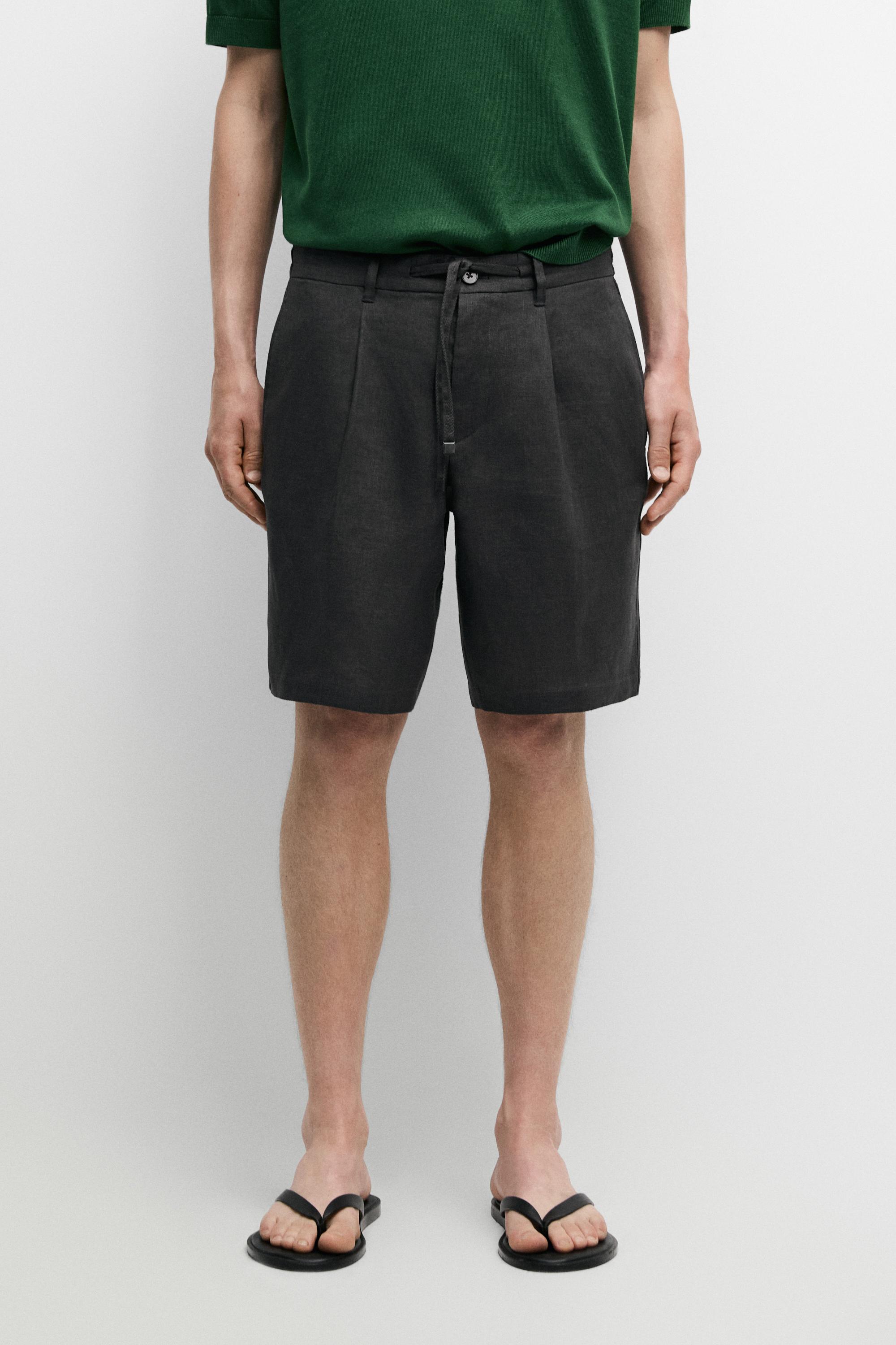 Linen co-ord elastic waist Bermuda shorts