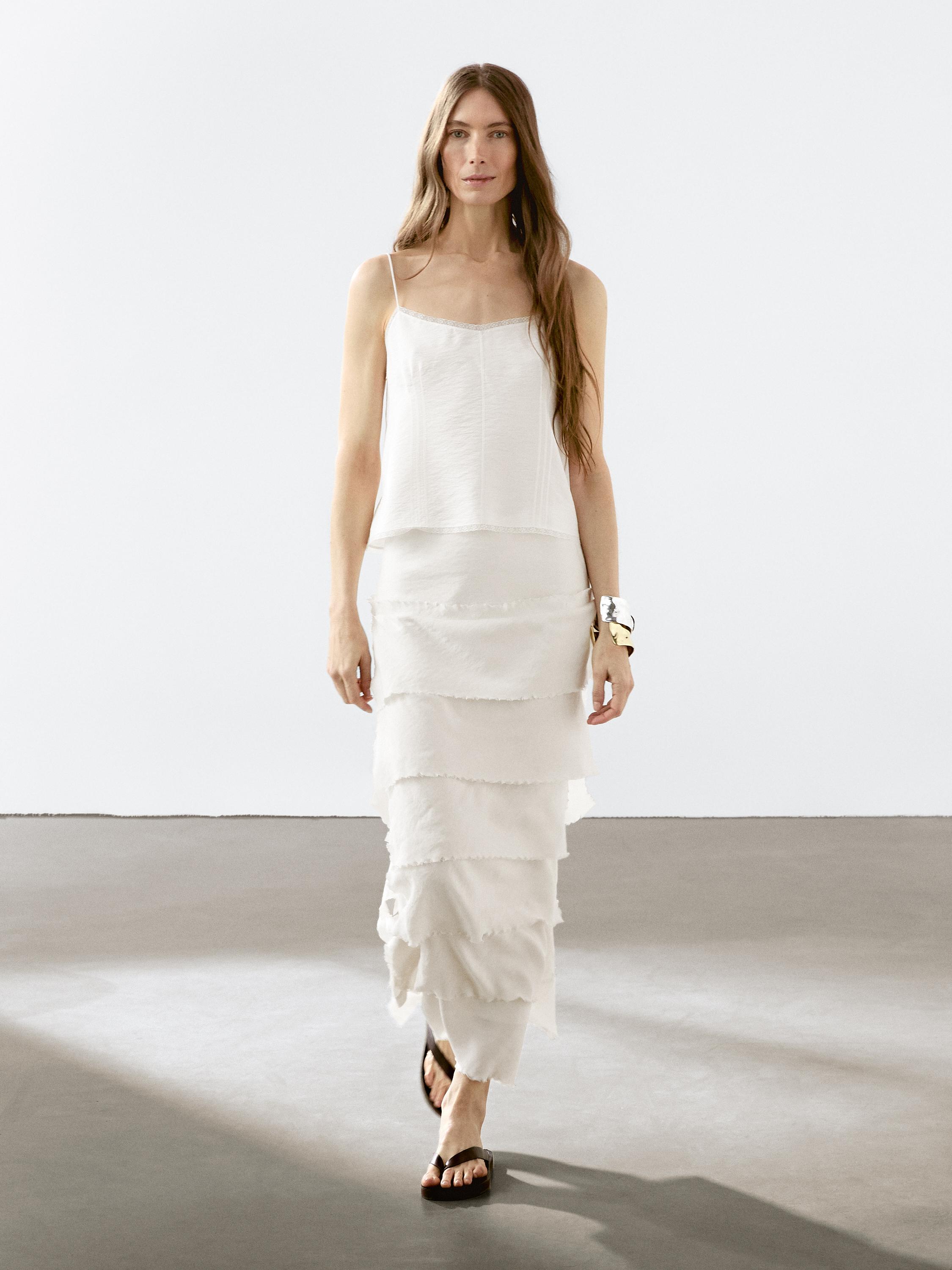 Midi skirt with ruffle detail