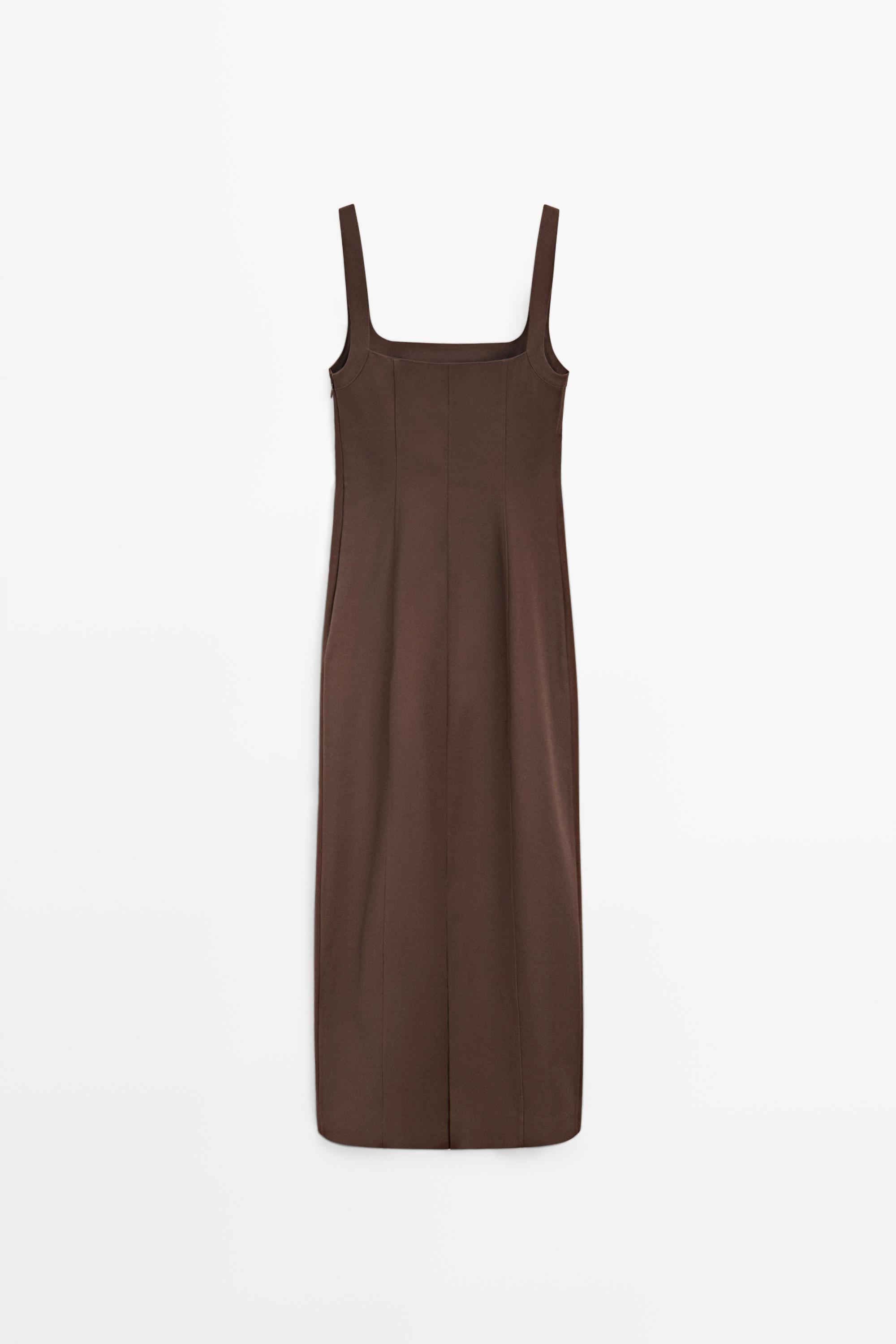 Cotton blend strappy midi dress