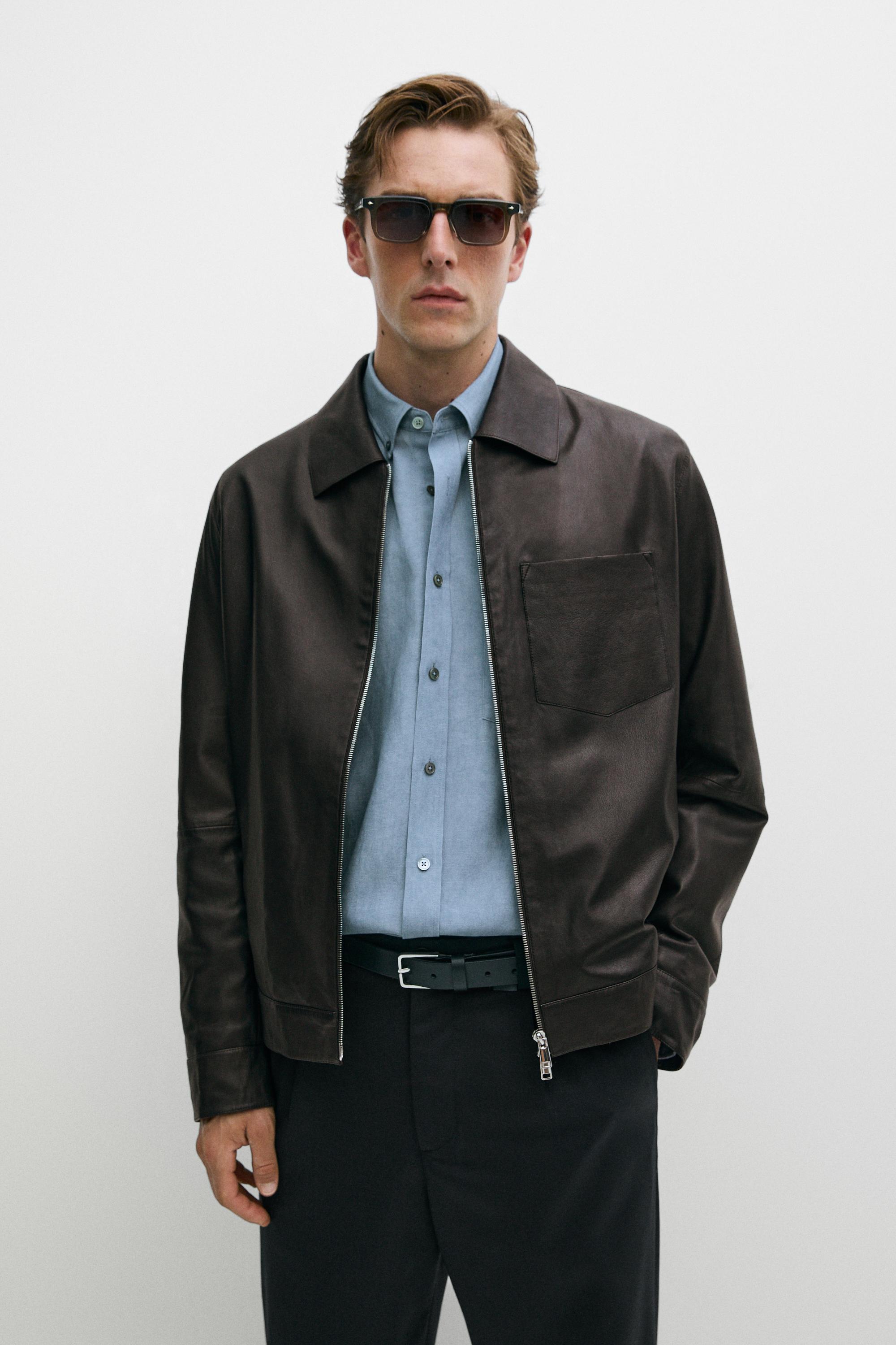 Nappa leather jacket with pocket