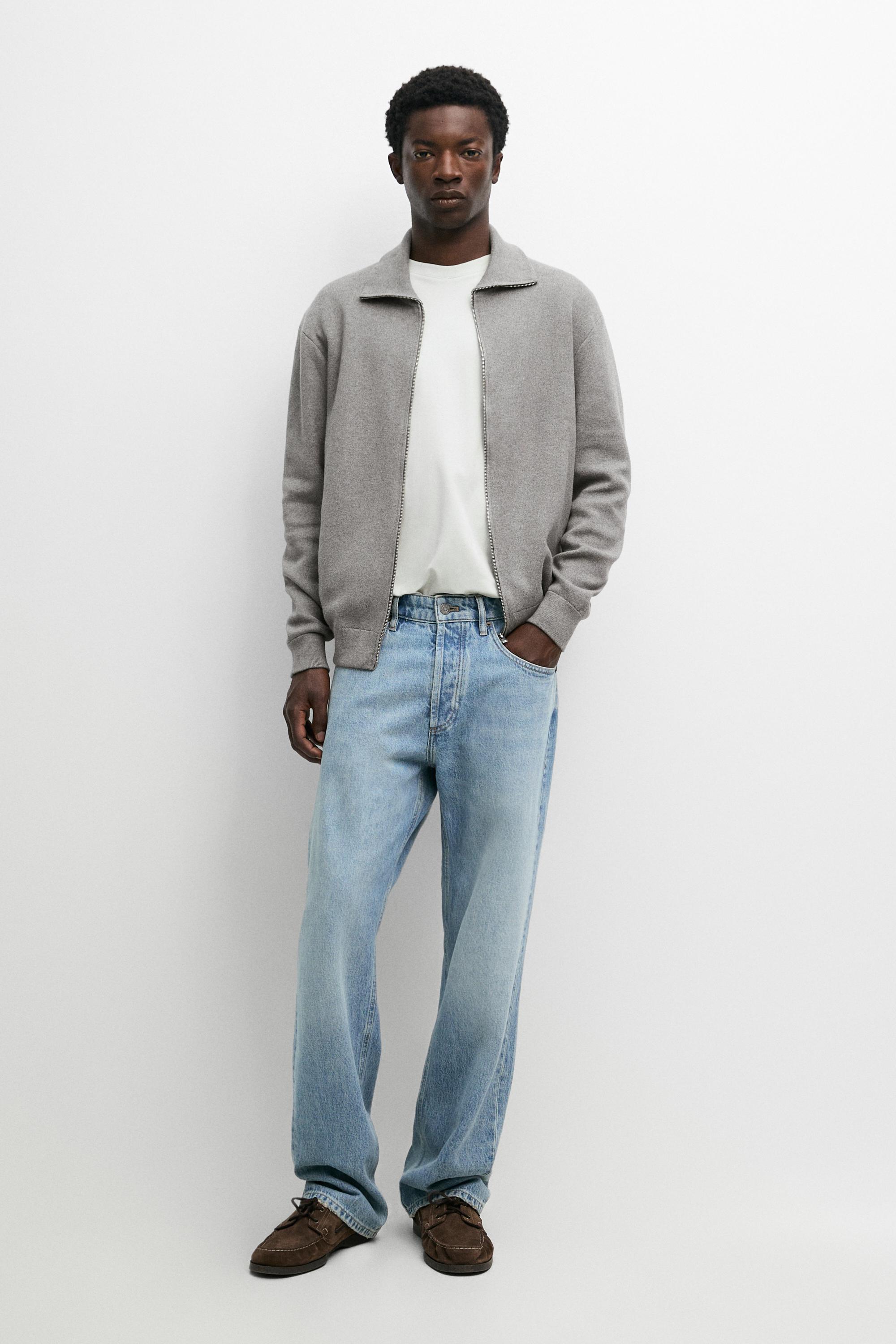 100% cotton zip-up knit cardigan