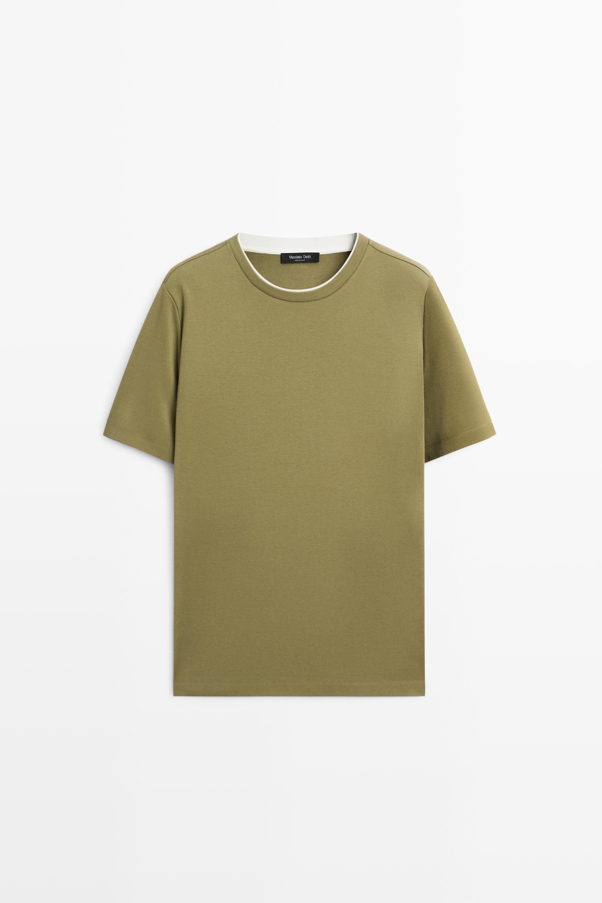 100% cotton layered collar T-shirt