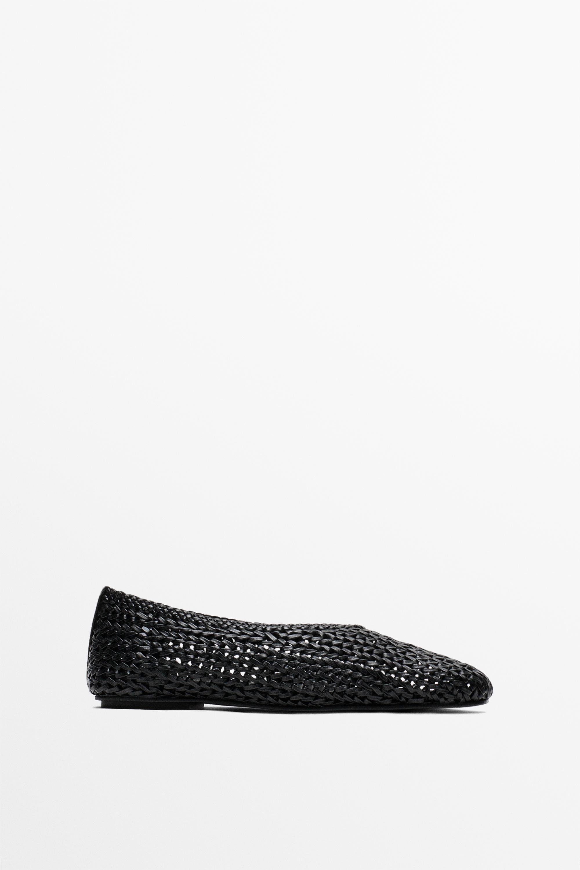 Braided sheepskin ballet flats