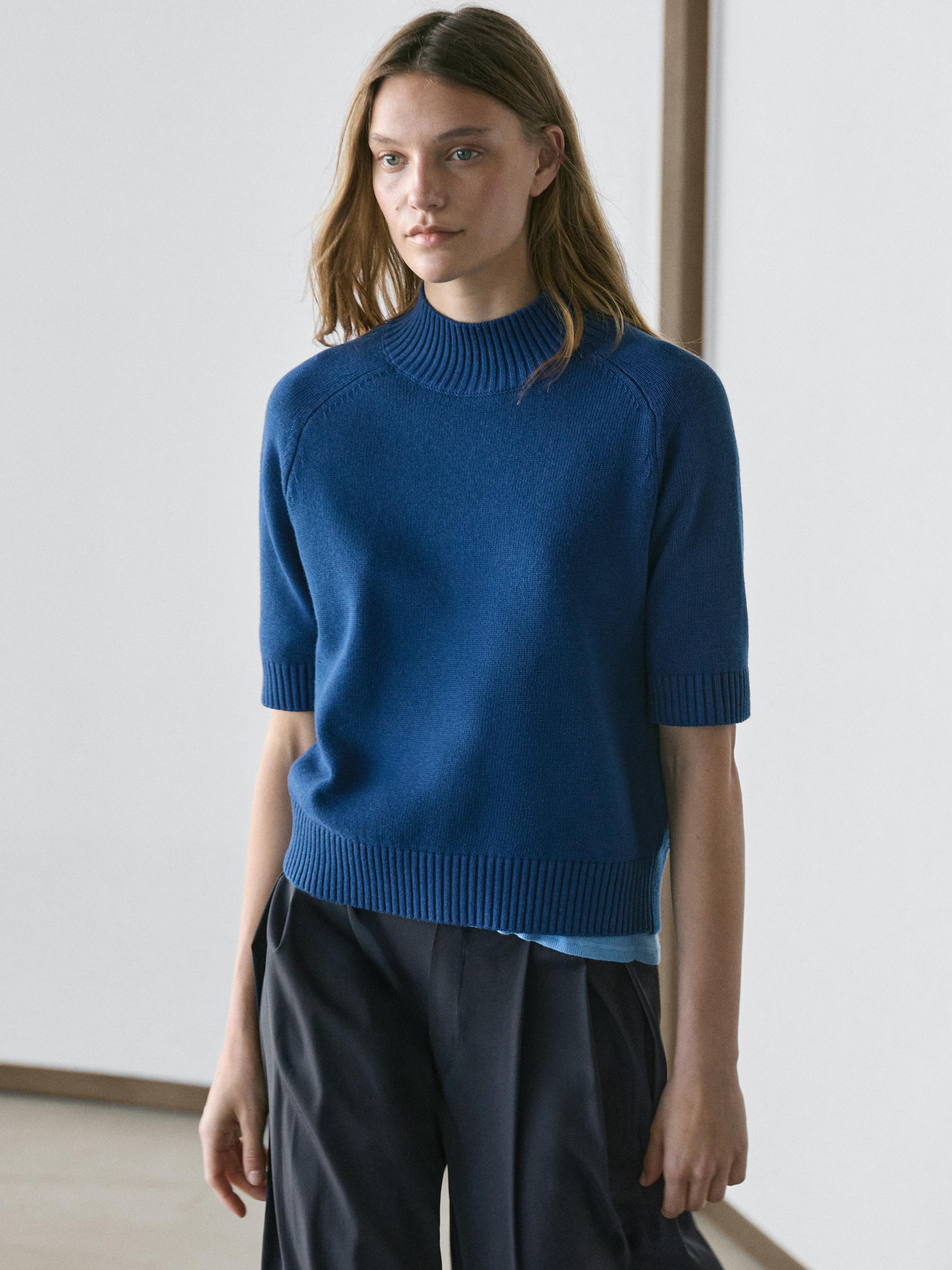 Cotton blend knit sweater
