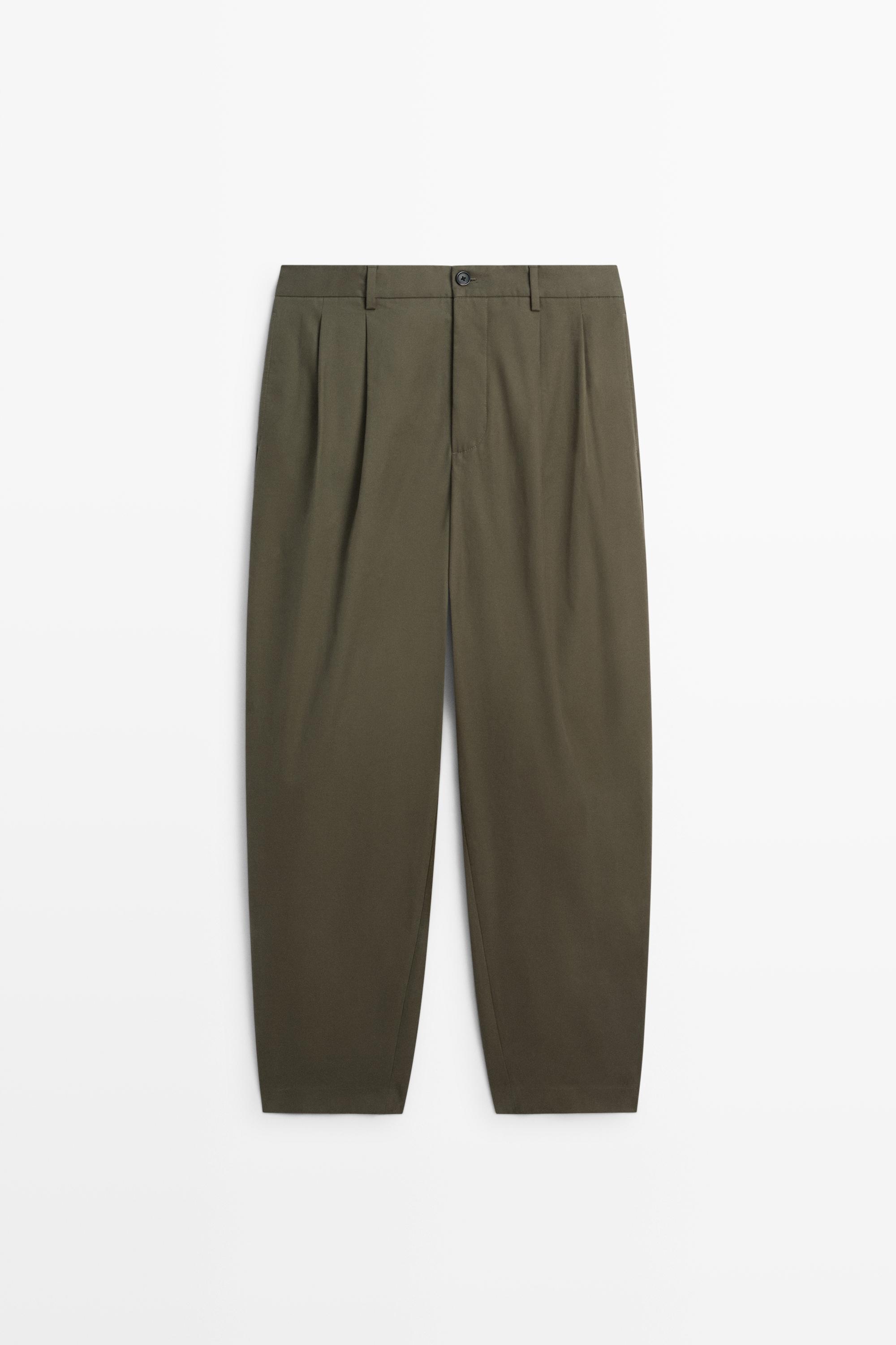 100% cotton pants with double pleats
