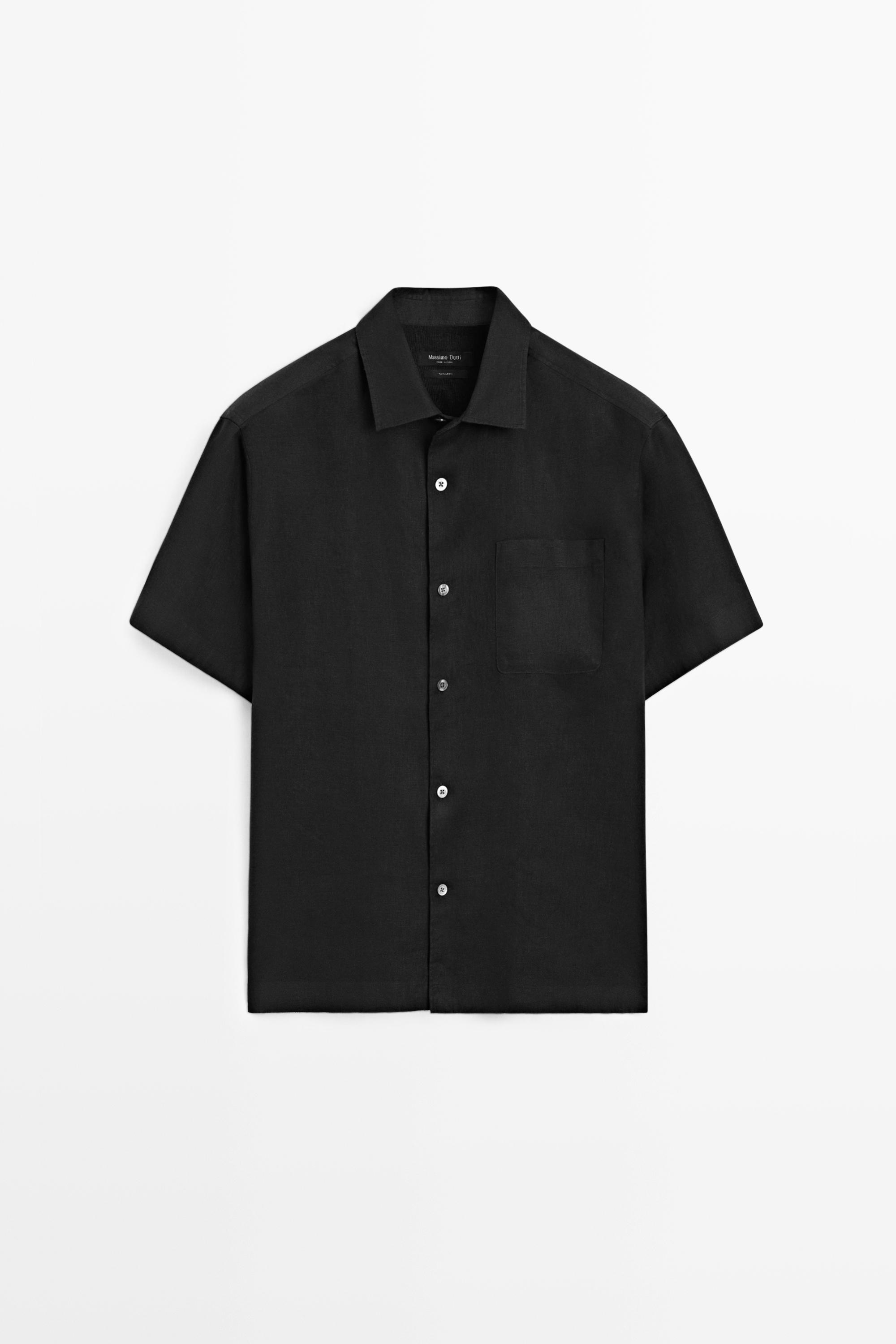100% linen regular fit short sleeve shirt
