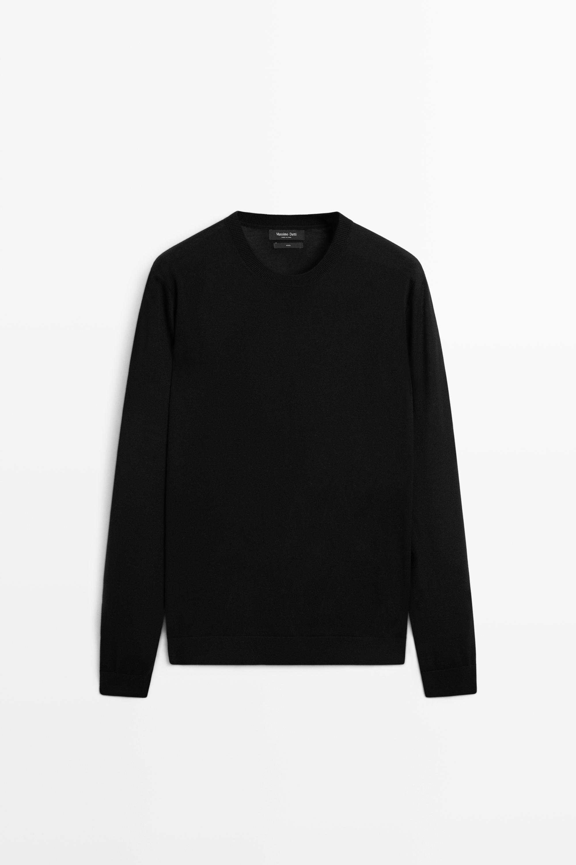 100% merino wool knit round neck sweater