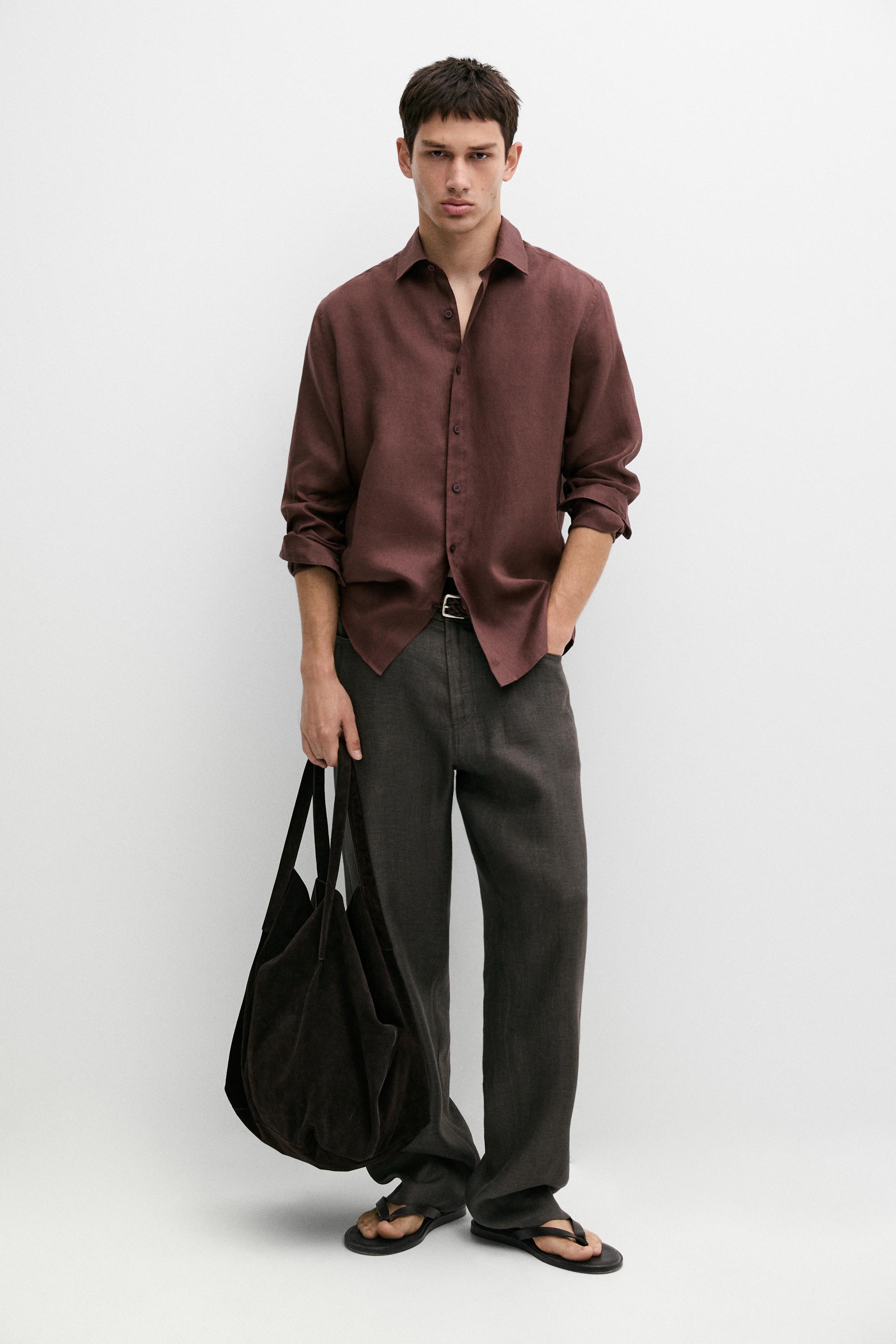 Slim fit 100% linen shirt
