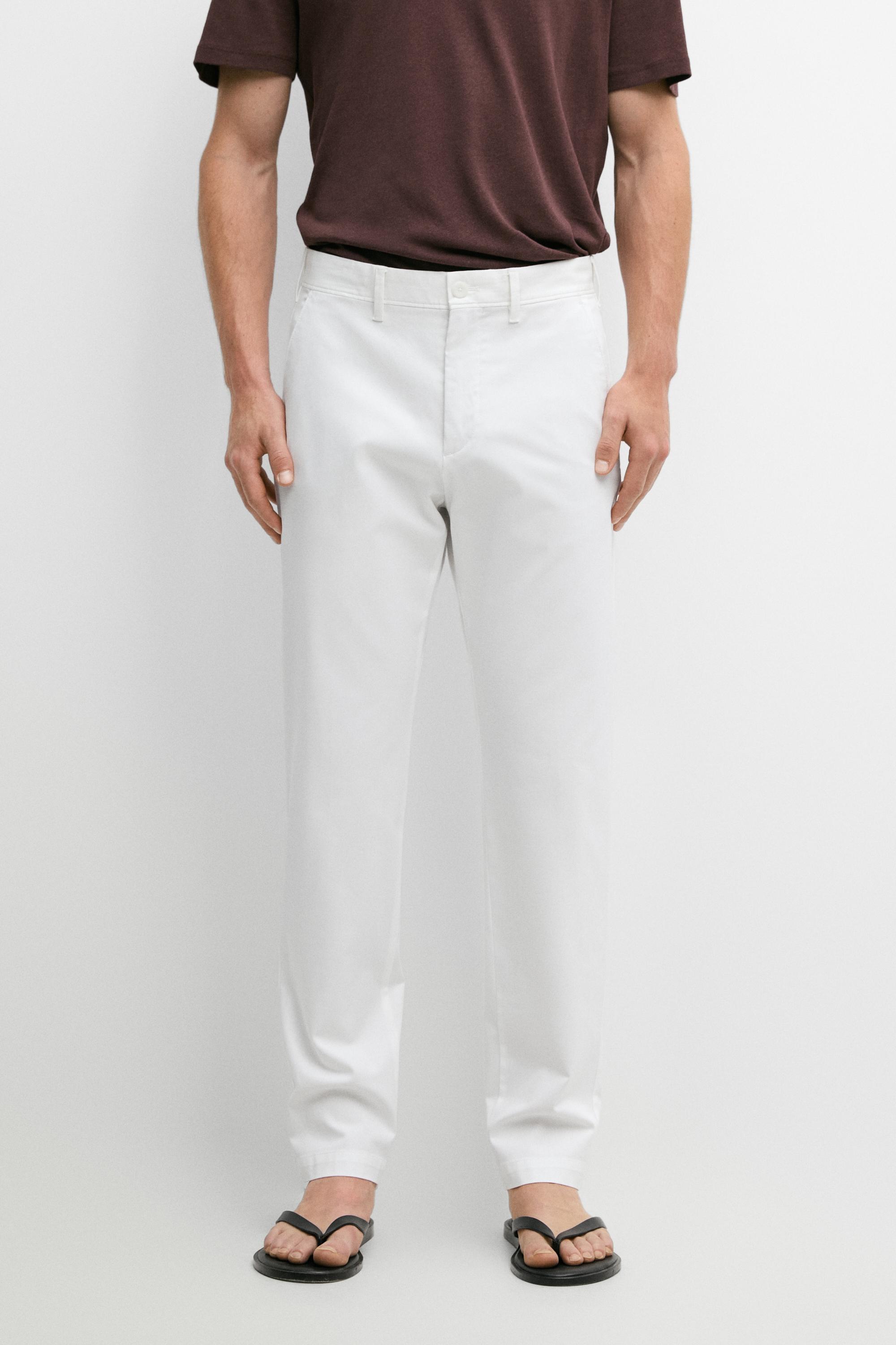 Cotton blend slim fit pants