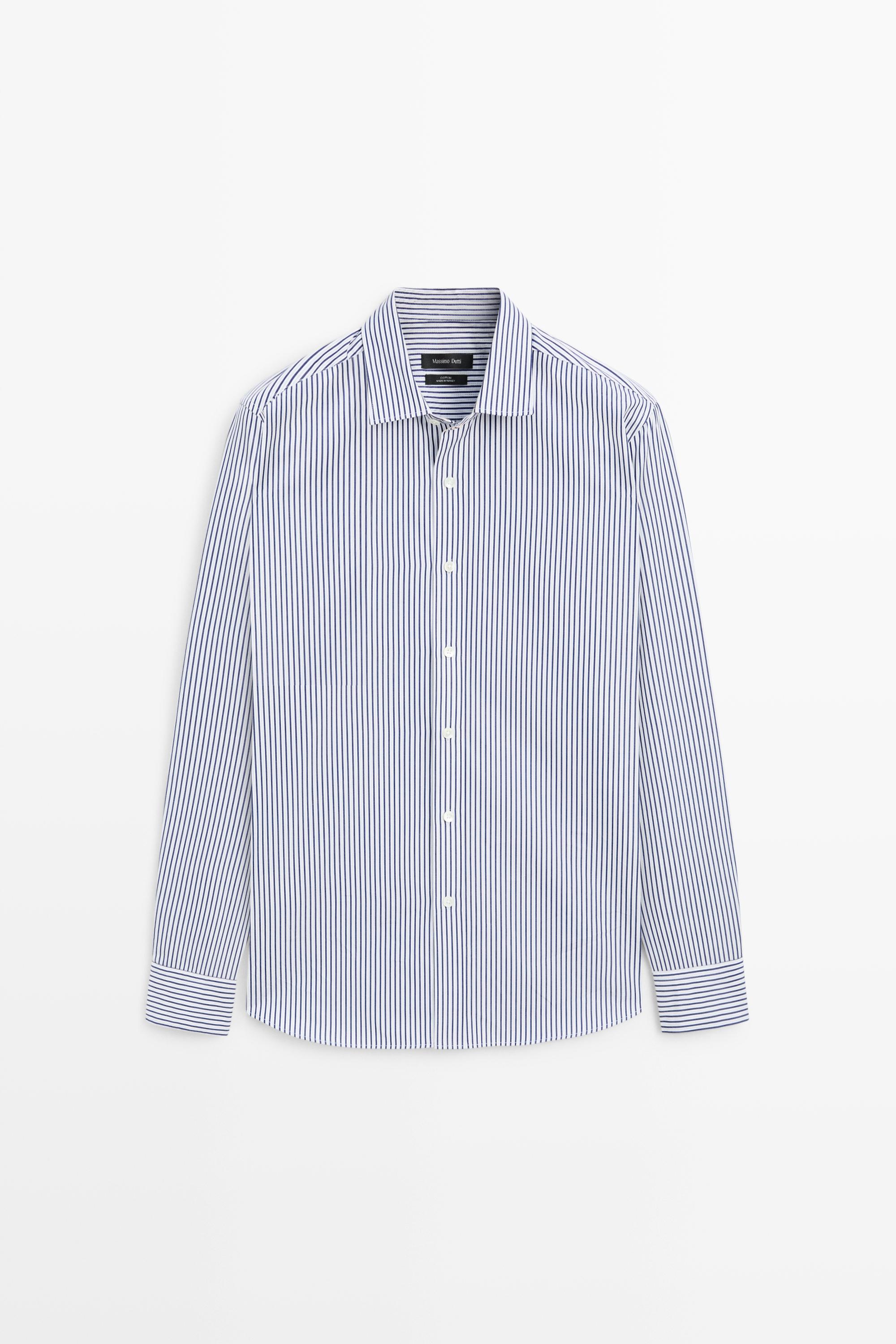 100% cotton regular fit striped shirt
