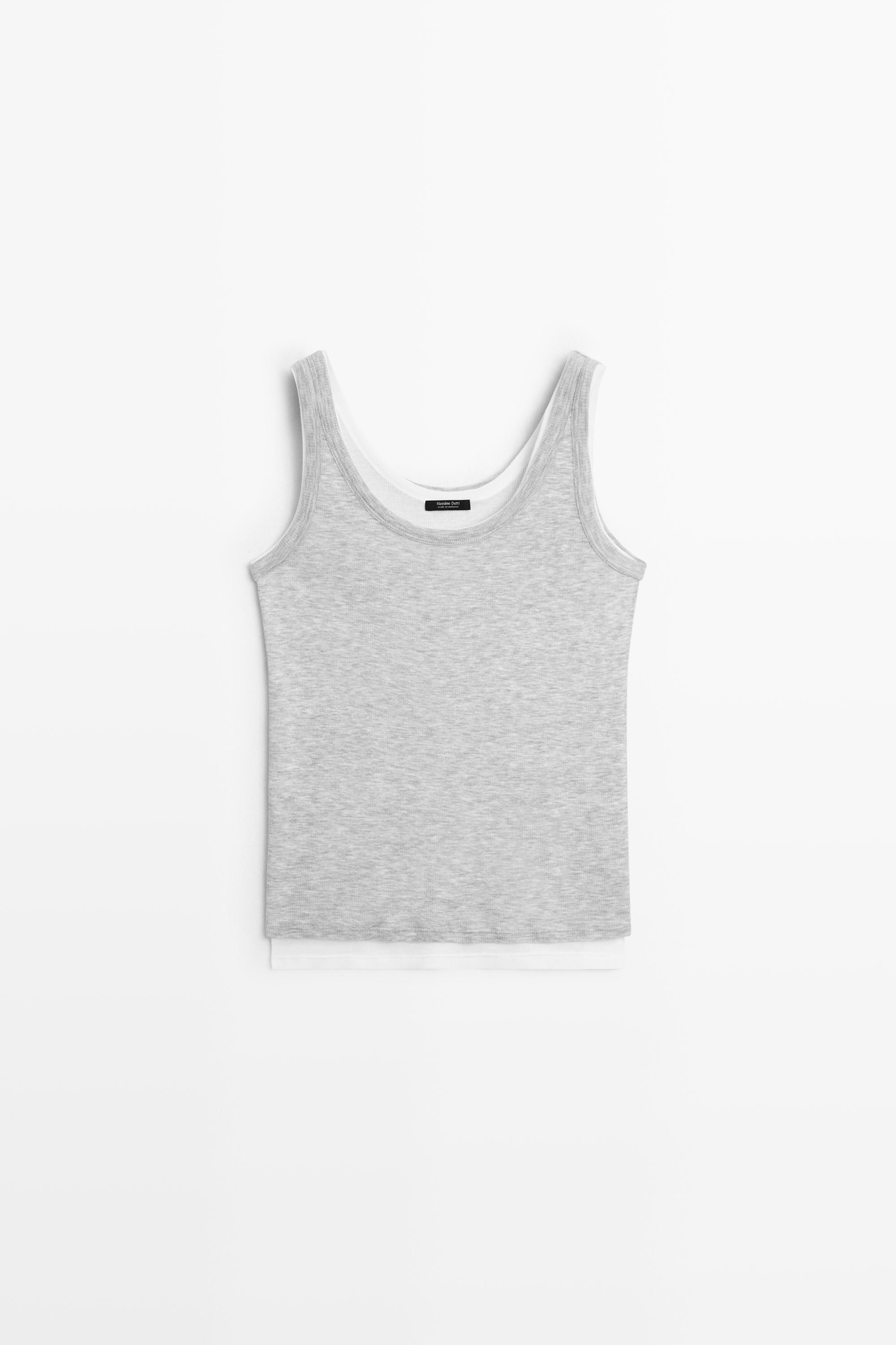 100% cotton ribbed double-layer top