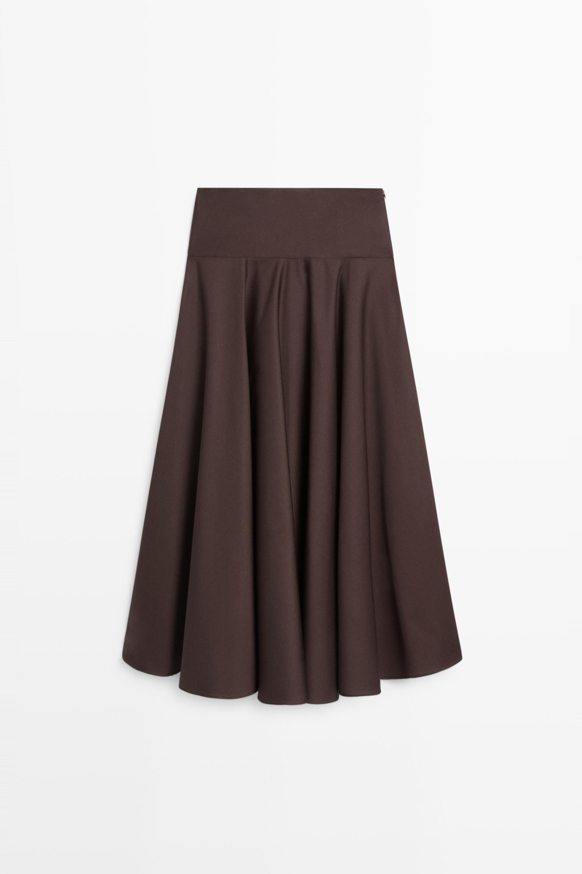Flounce midi skirt with yoke detail