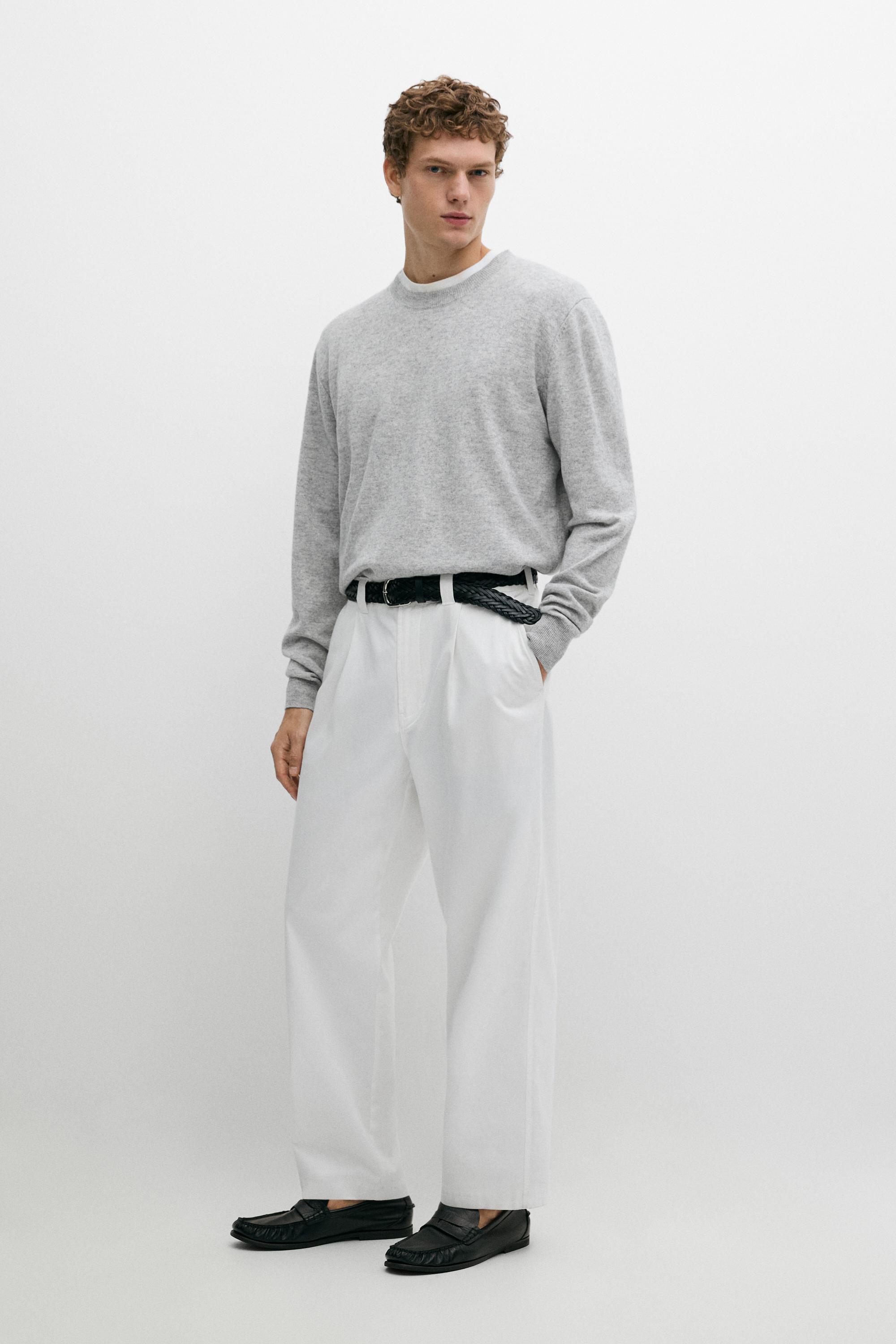 Wool blend round neck knit sweater