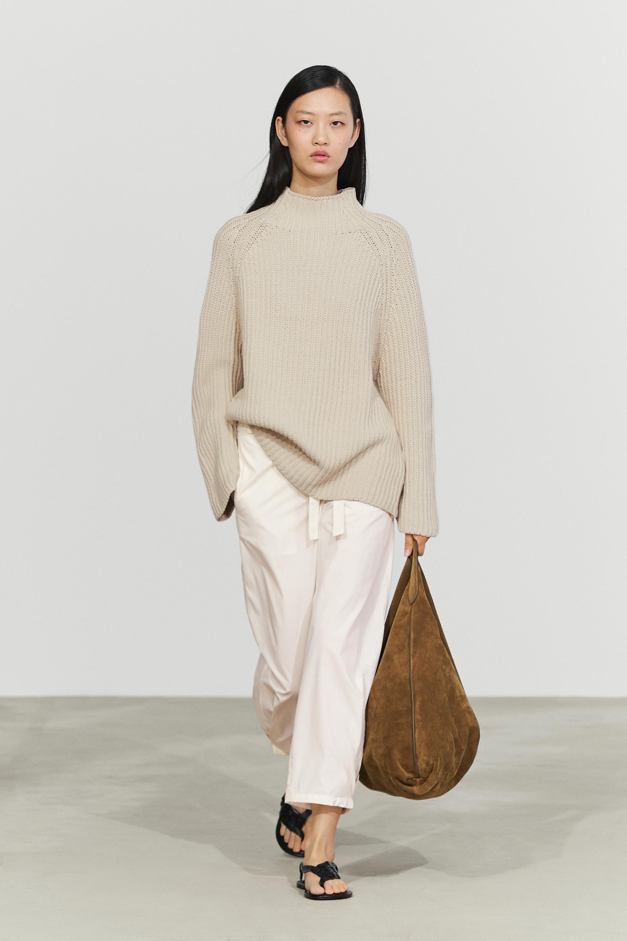 100% cotton purl knit sweater