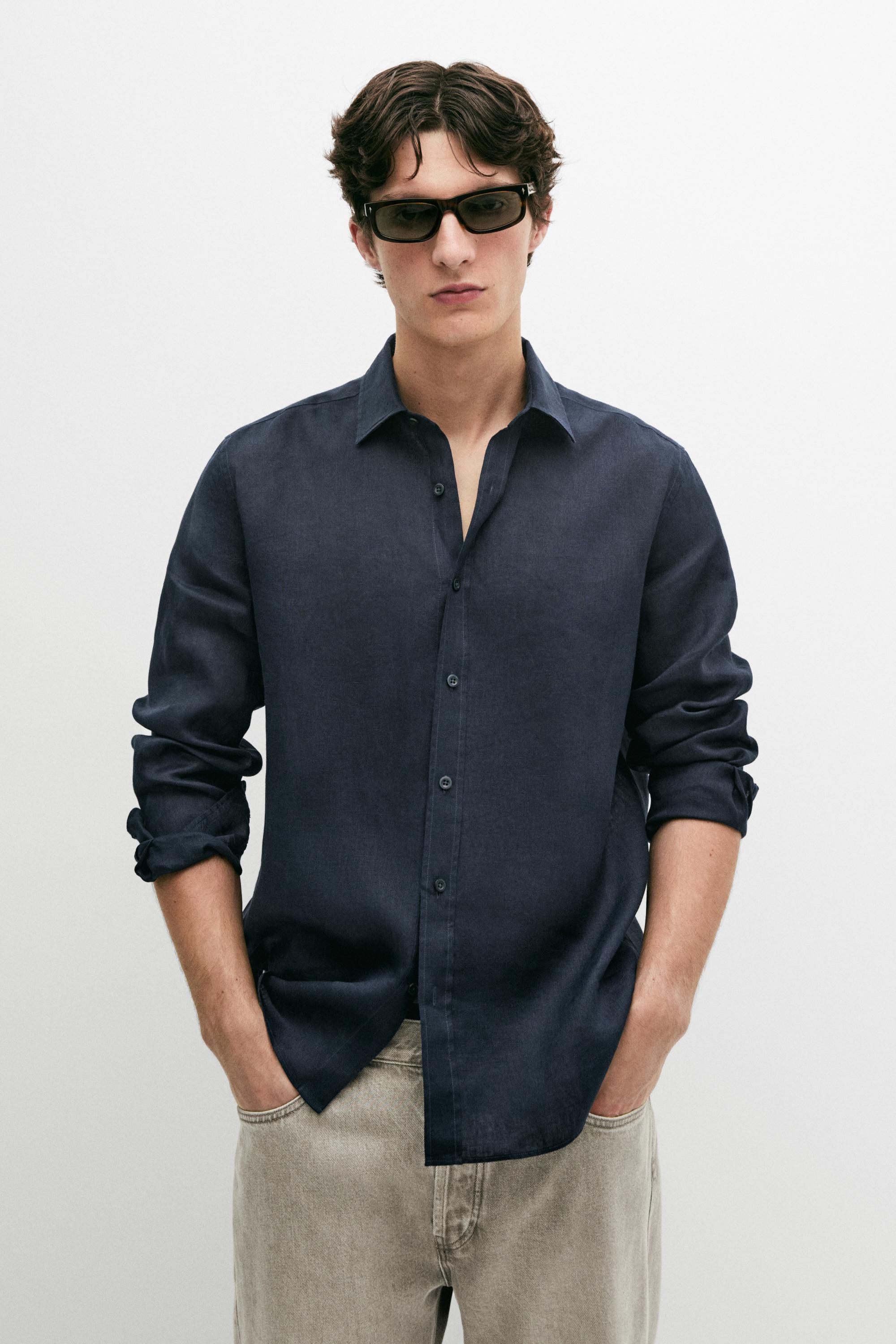 100% linen slim fit shirt