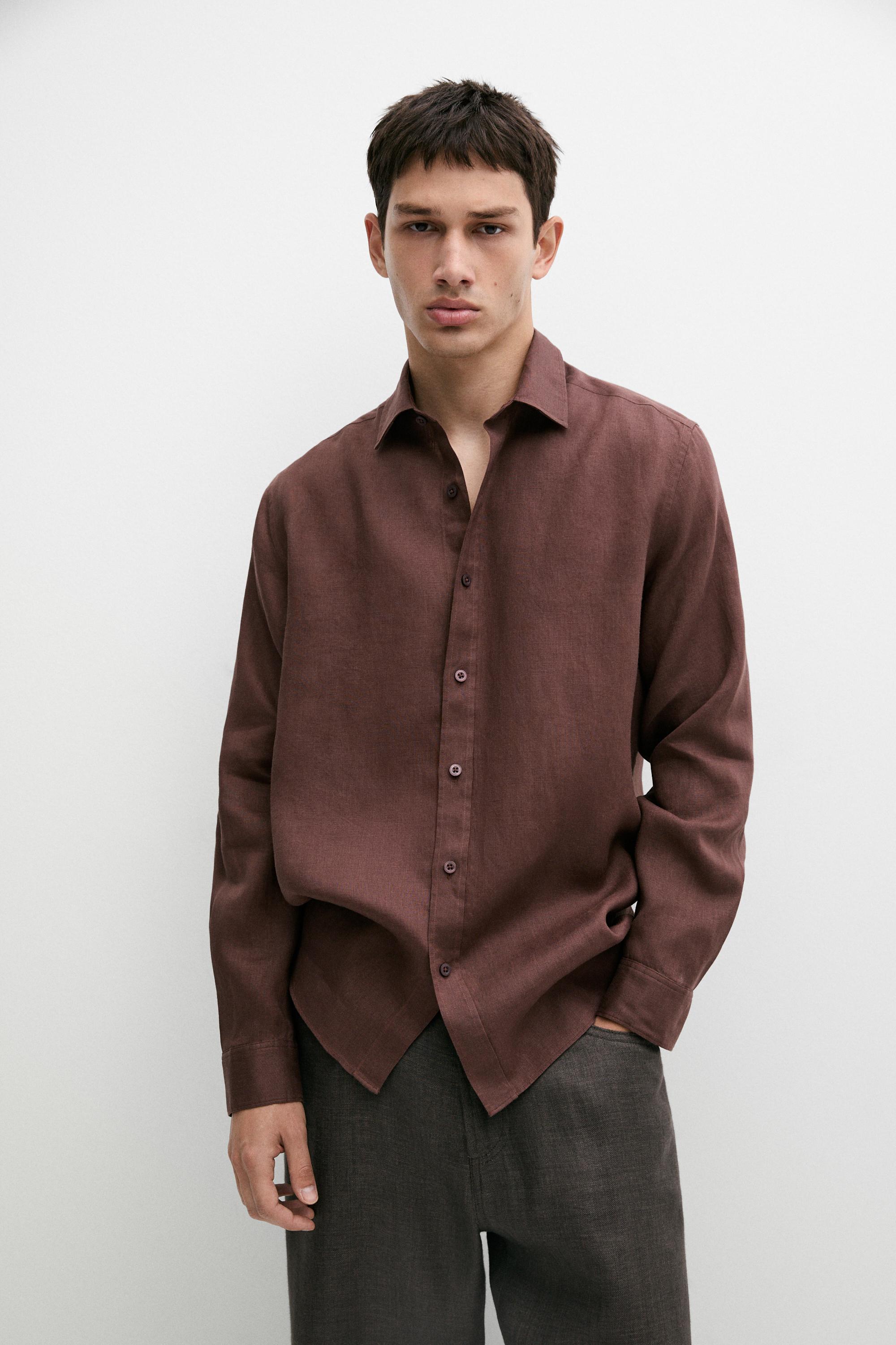 Slim fit 100% linen shirt