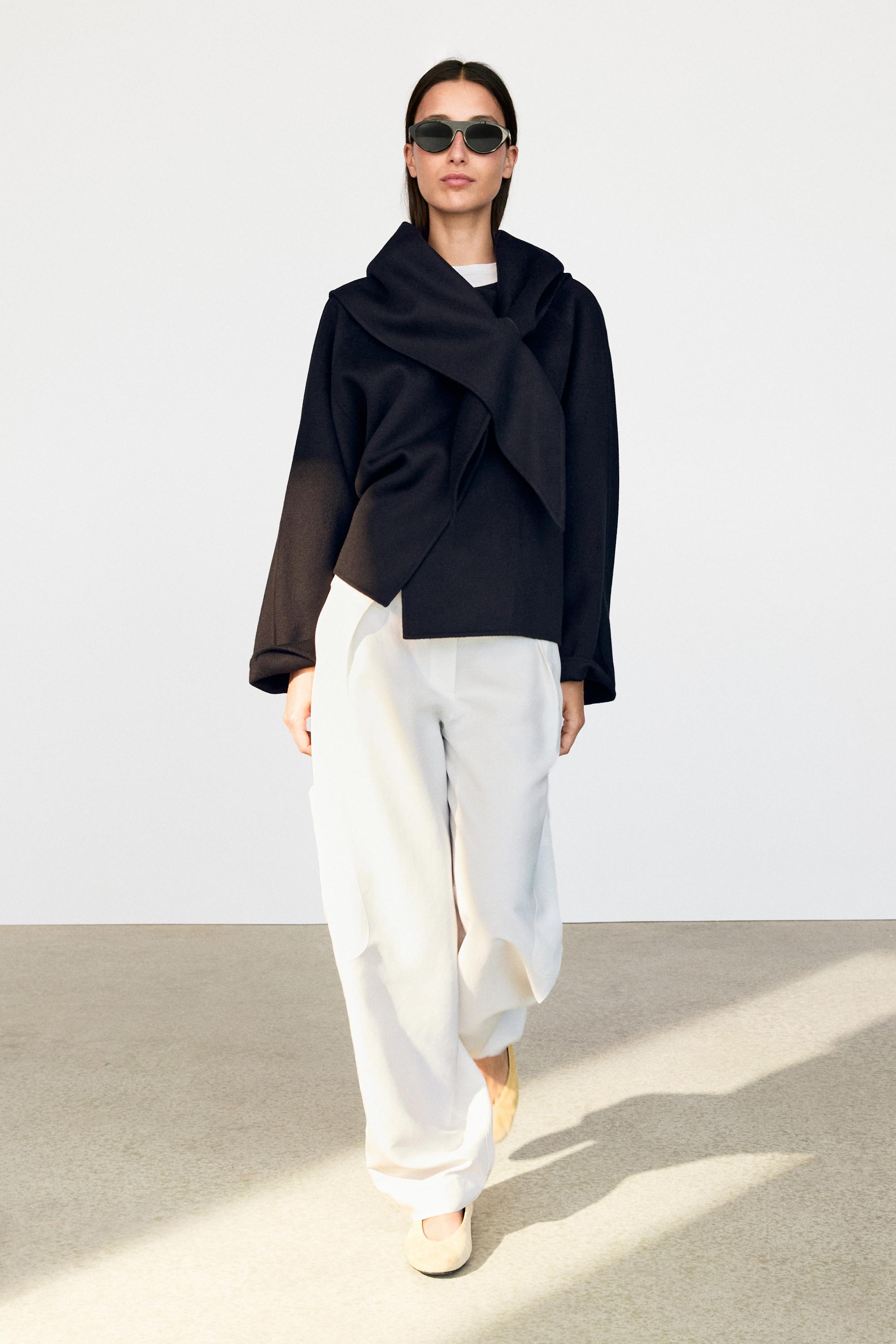 Short coat with scarf detail