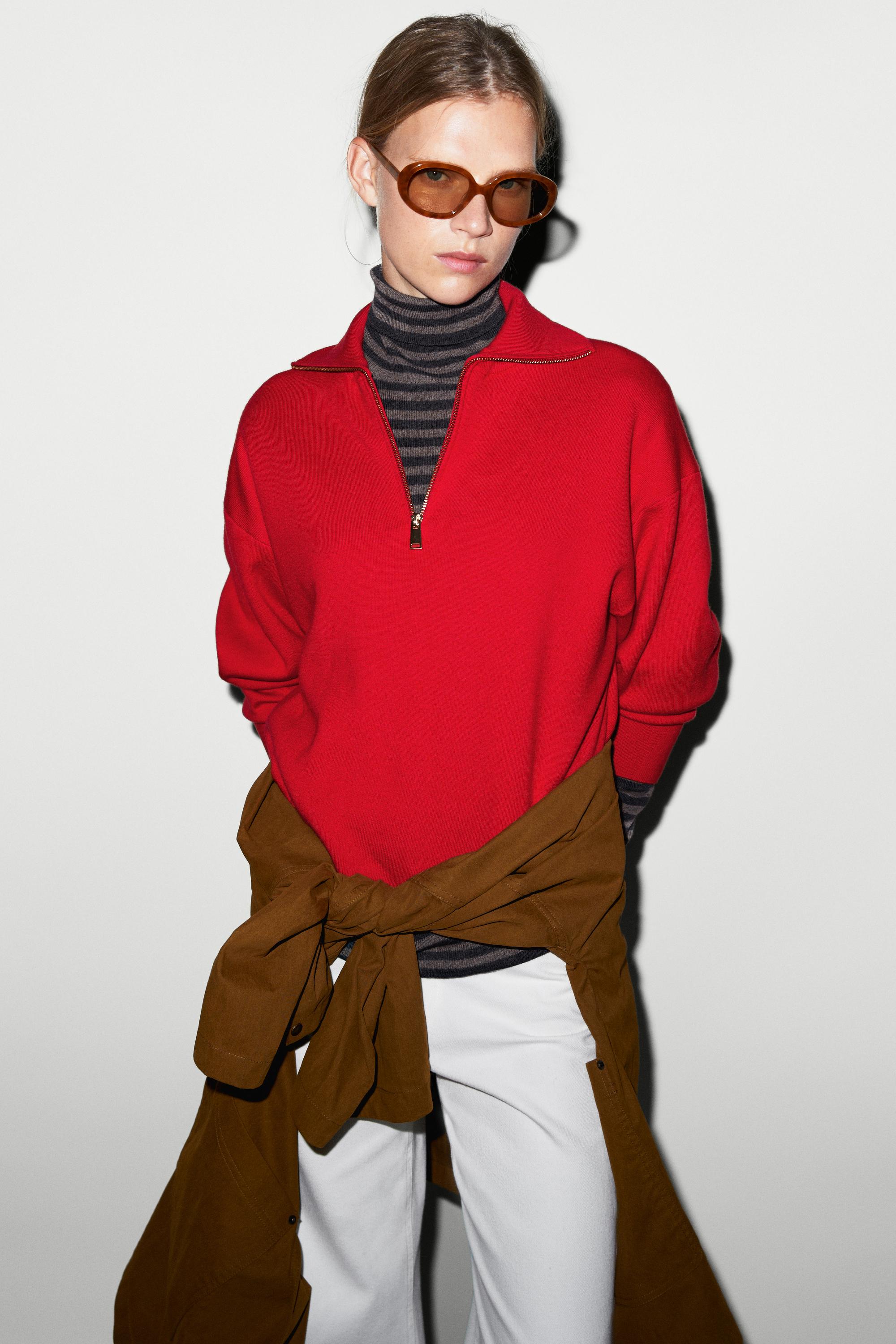 Cotton blend quarter-zip knit polo sweater