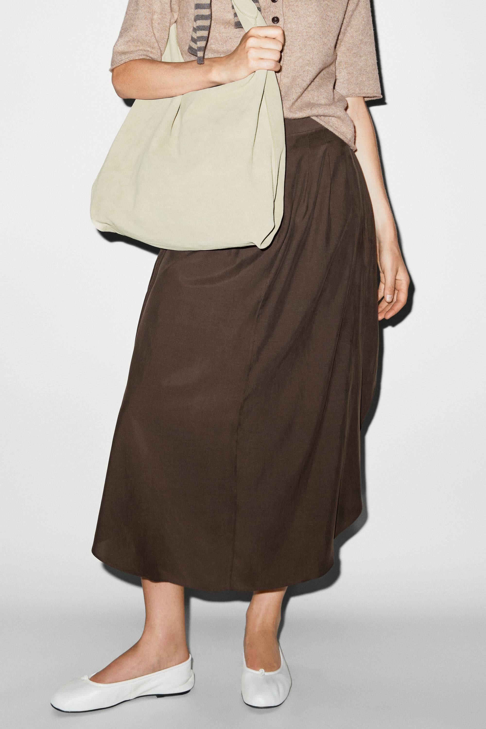 Flowing pleated midi skirt