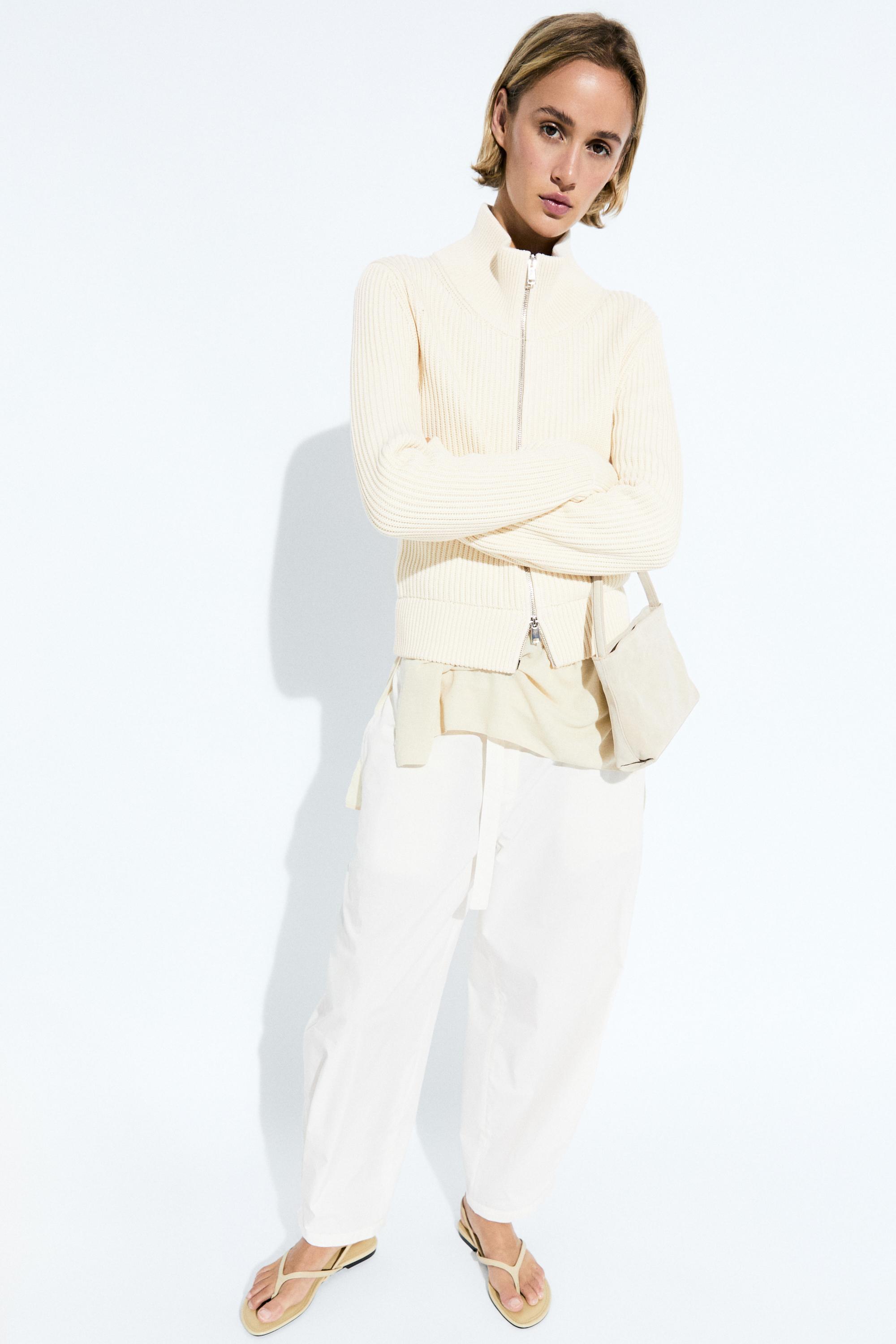 100% cotton purl knit cardigan