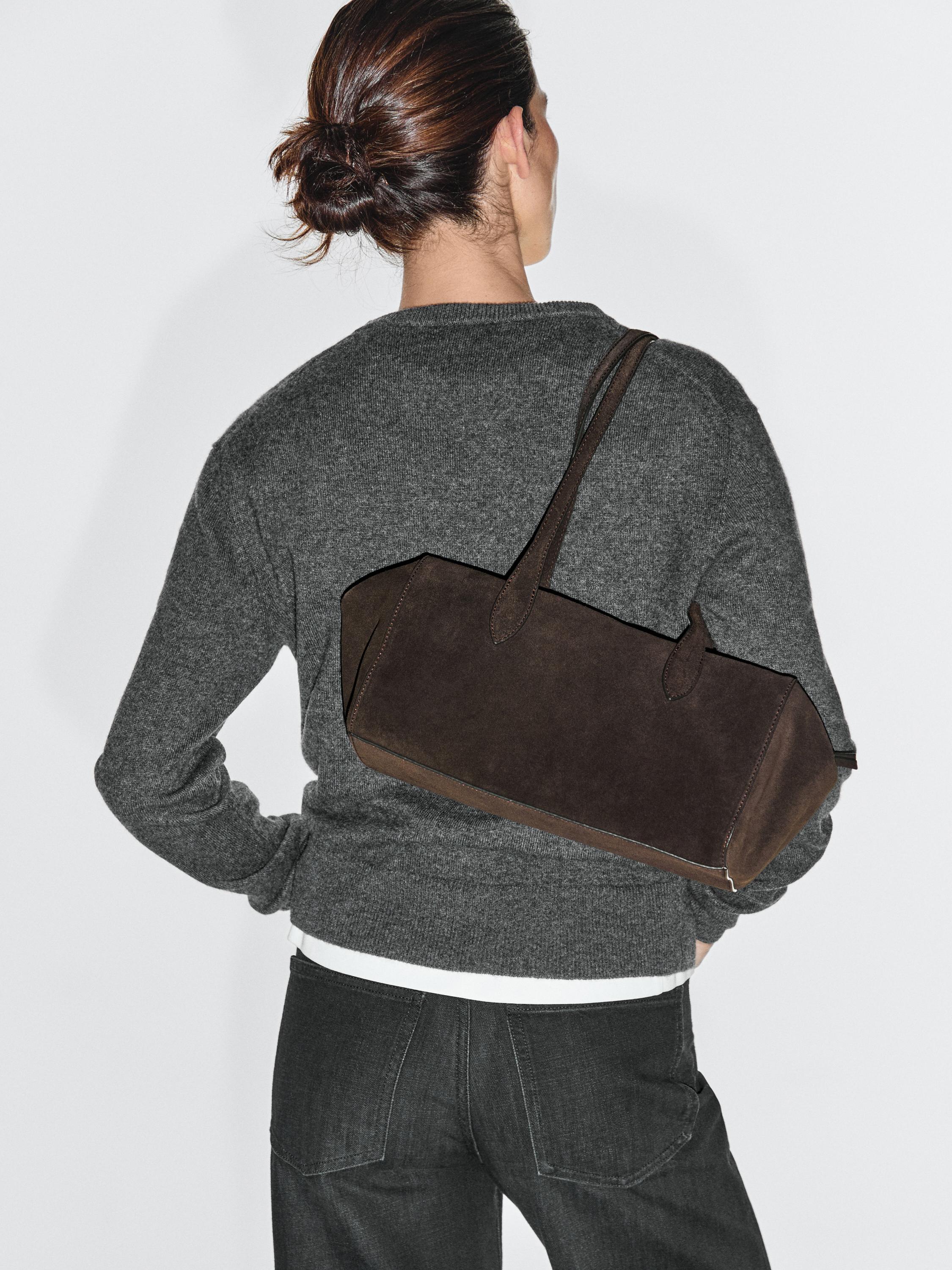 Split leather west satchel bag