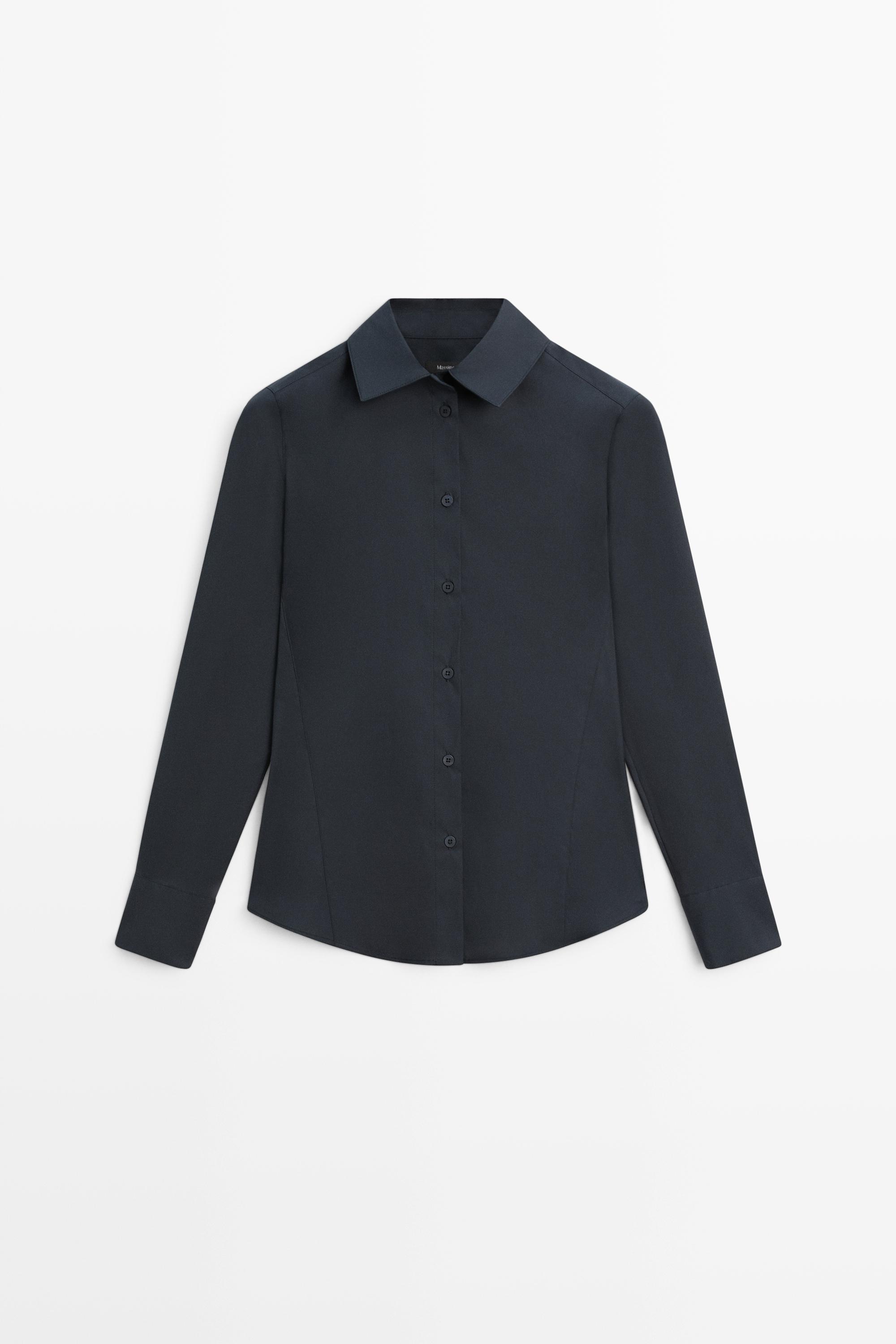Cotton blend poplin shirt