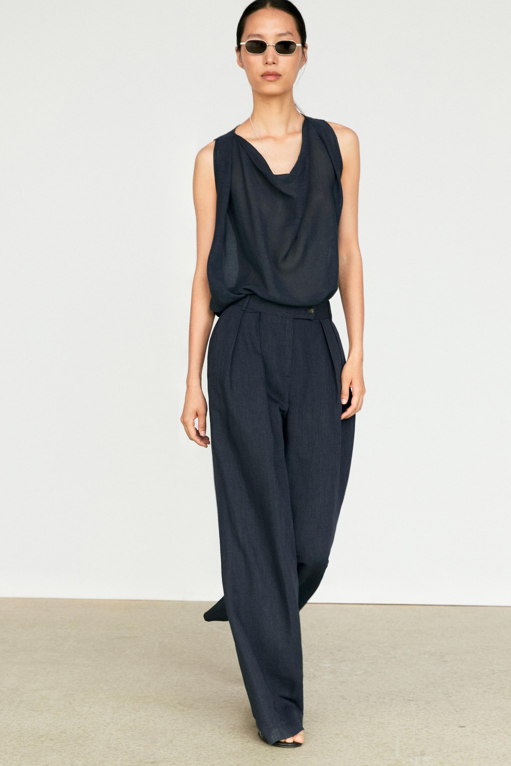 Melange linen suit pants