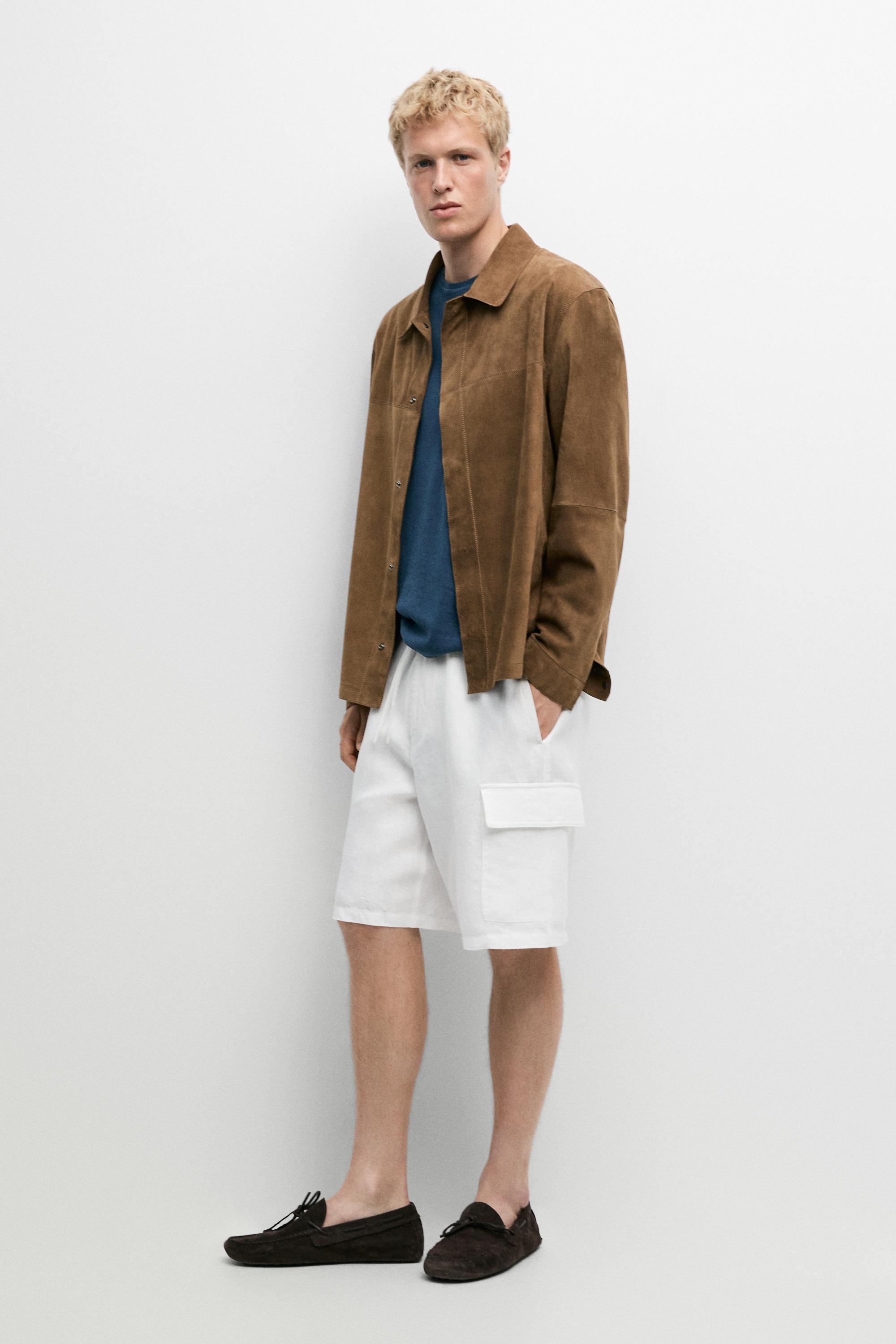 100% linen cargo Bermuda shorts