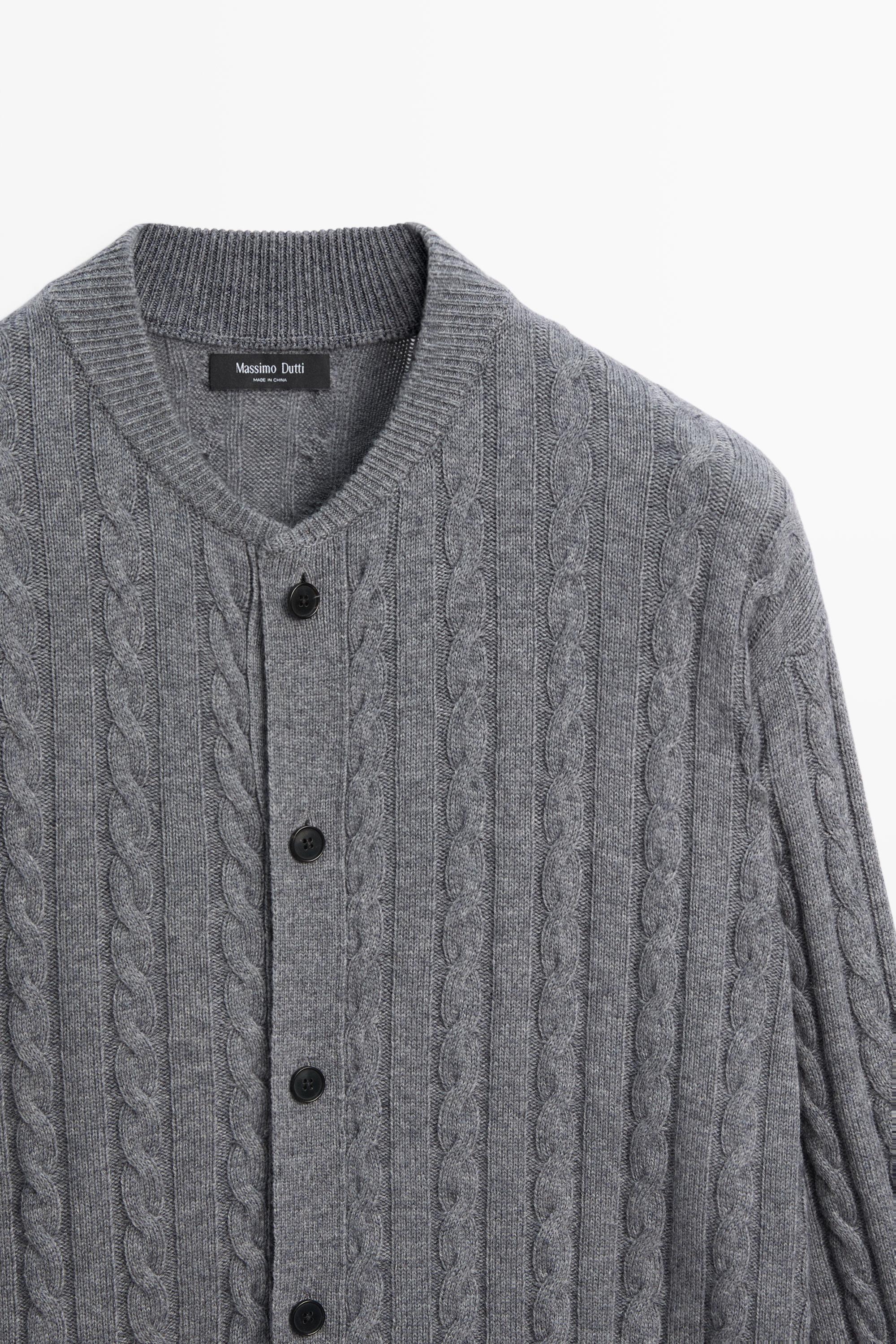 Braided knit bomber cardigan
