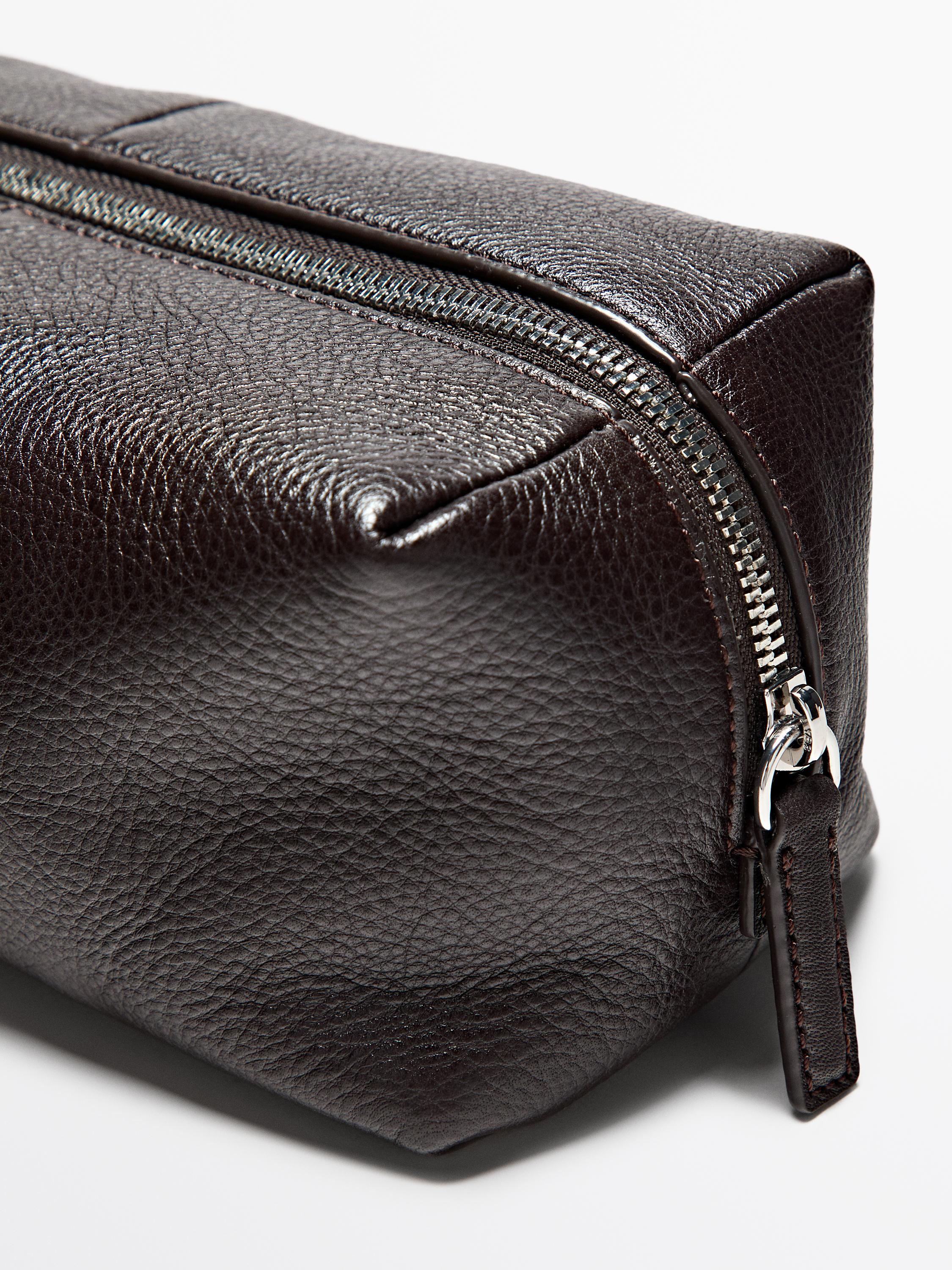 Nappa leather toiletry bag with zip