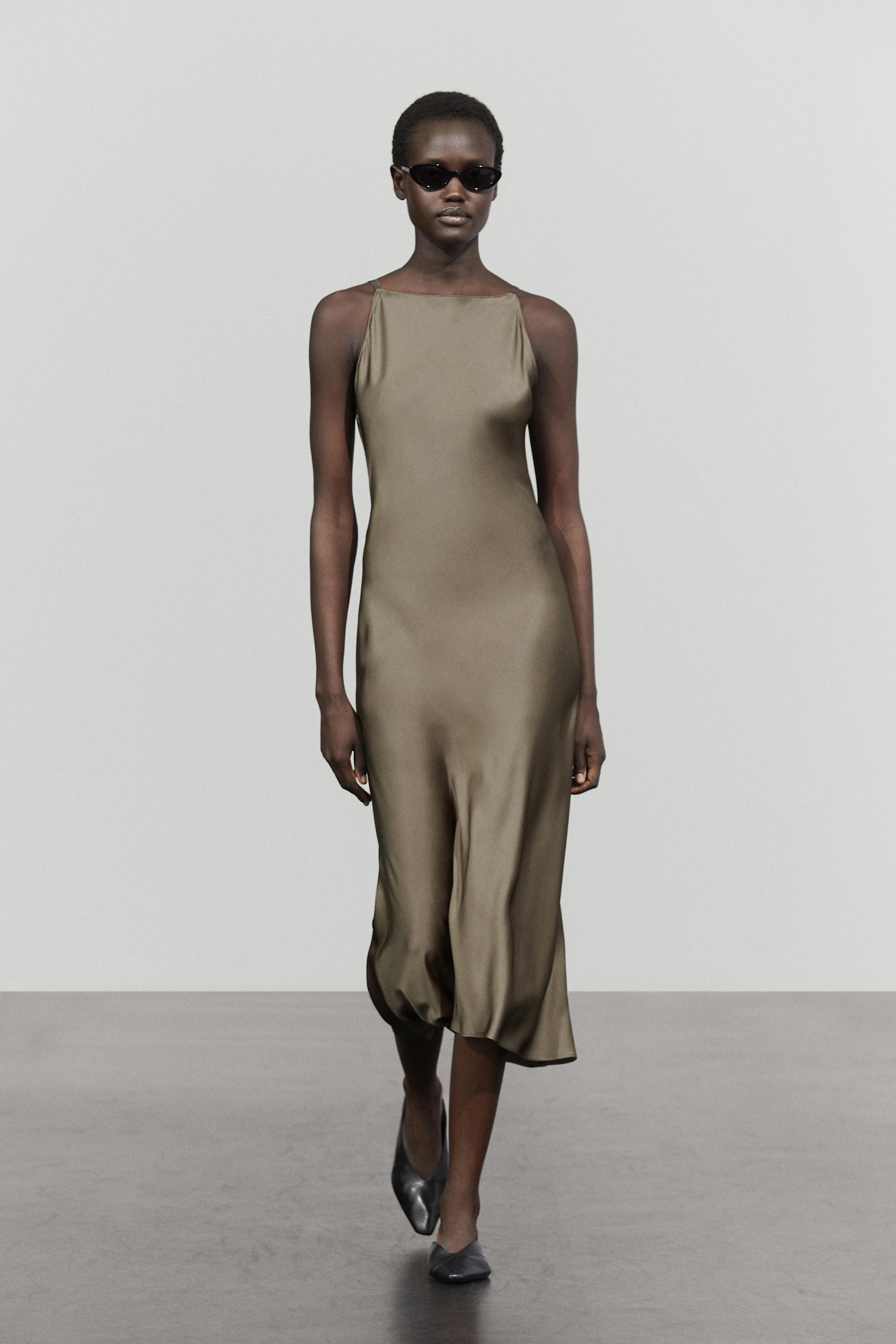 Satin flowing midi dress