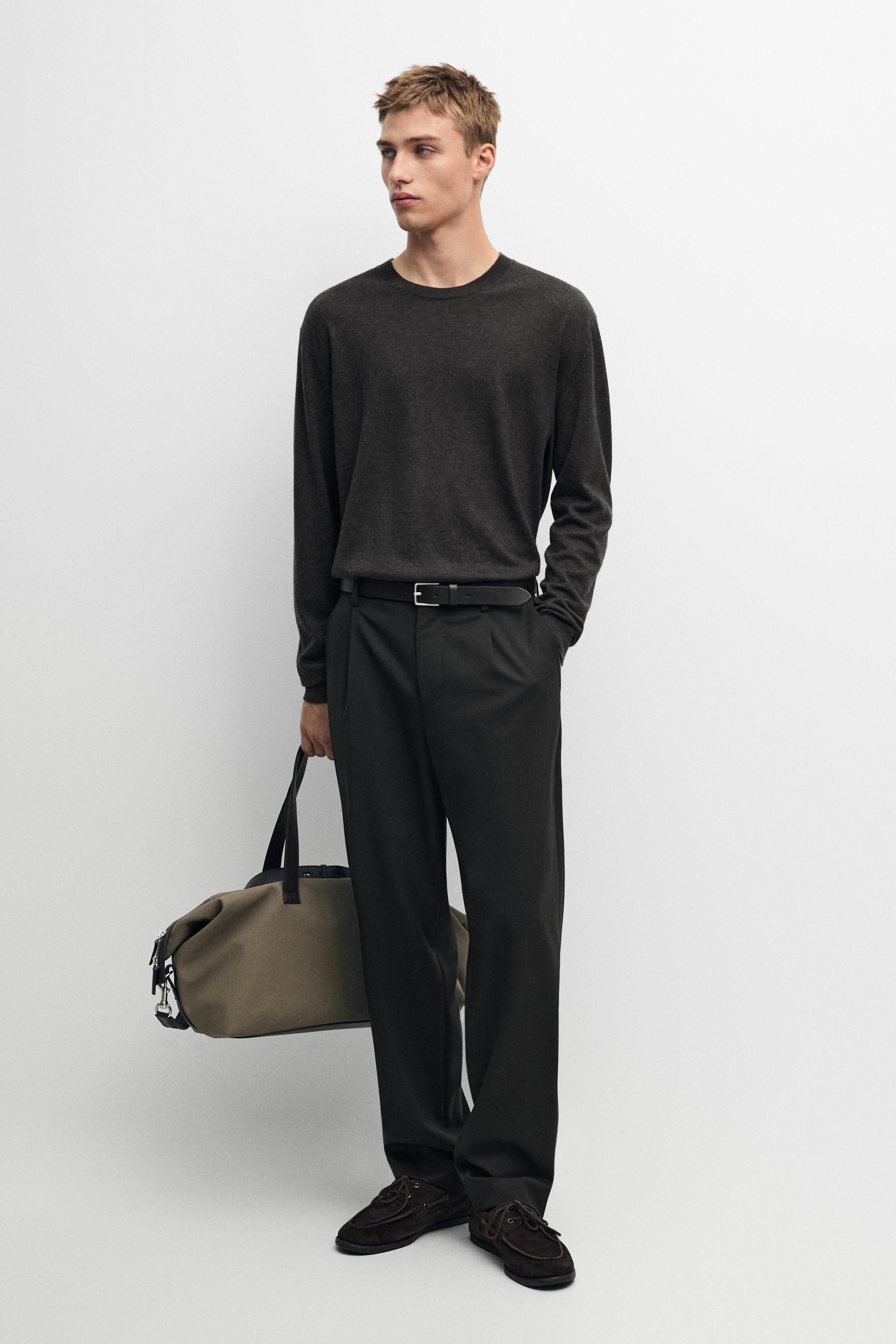 Wool blend cool wool darted pants