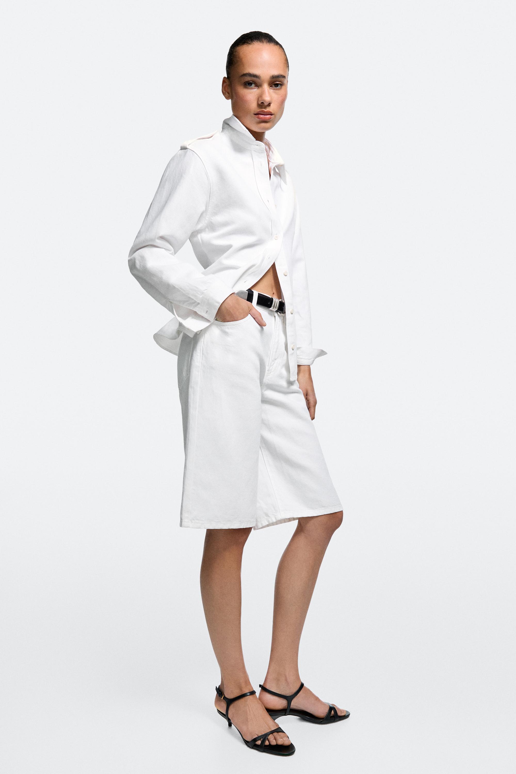 Cotton and linen blend Bermuda shorts